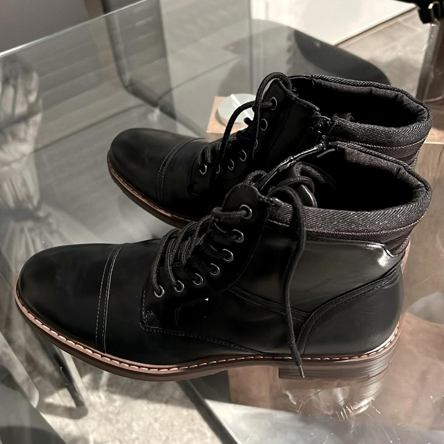 Aldo Kingston Combat Leather Boots in Black, Men’s Size 10, New w/o Box $140