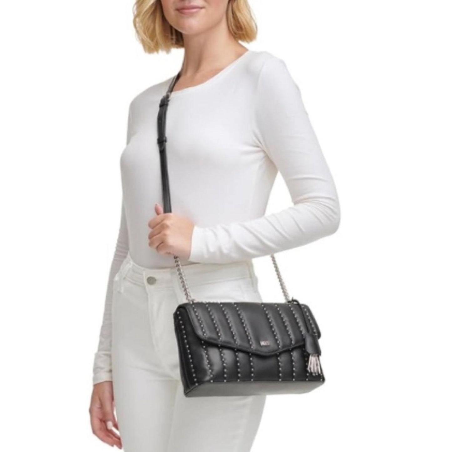 DKNY Lexington Park Shoulder Bag in Black/Silver Detail New w/Tag