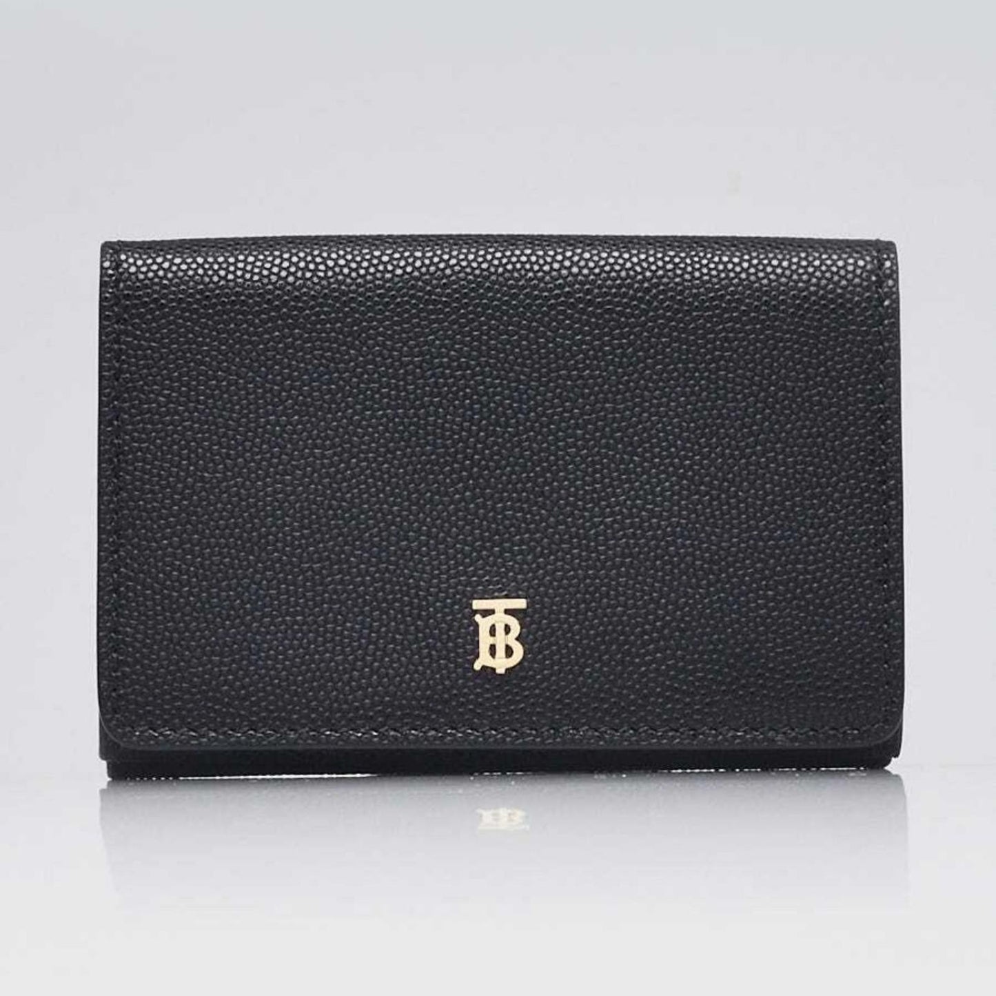 Burberry Pebbled Leather Lark TB Compact Wallet in Black EXCELLENT!
