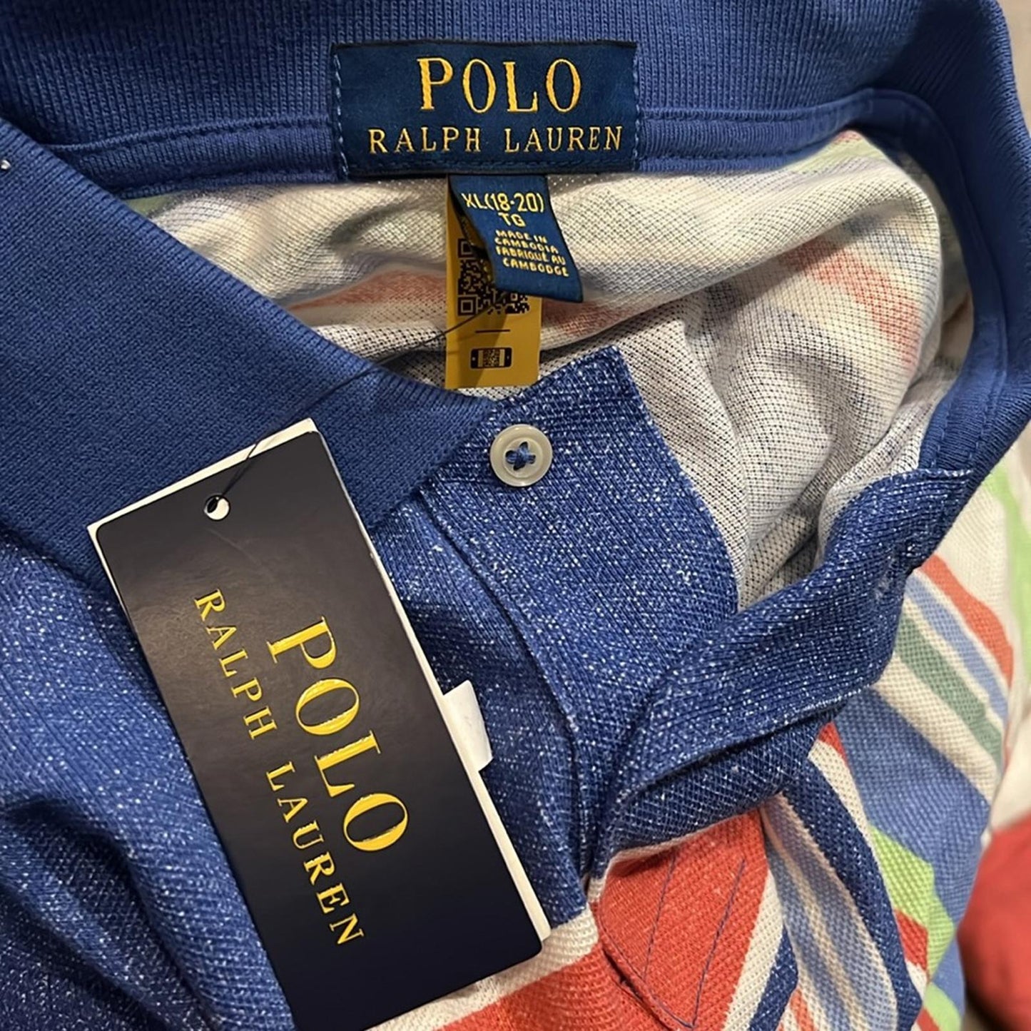 Polo Ralph Lauren Striped Cotton Mesh Polo Shirt, Boys Size XL(18-20) New w/Tag