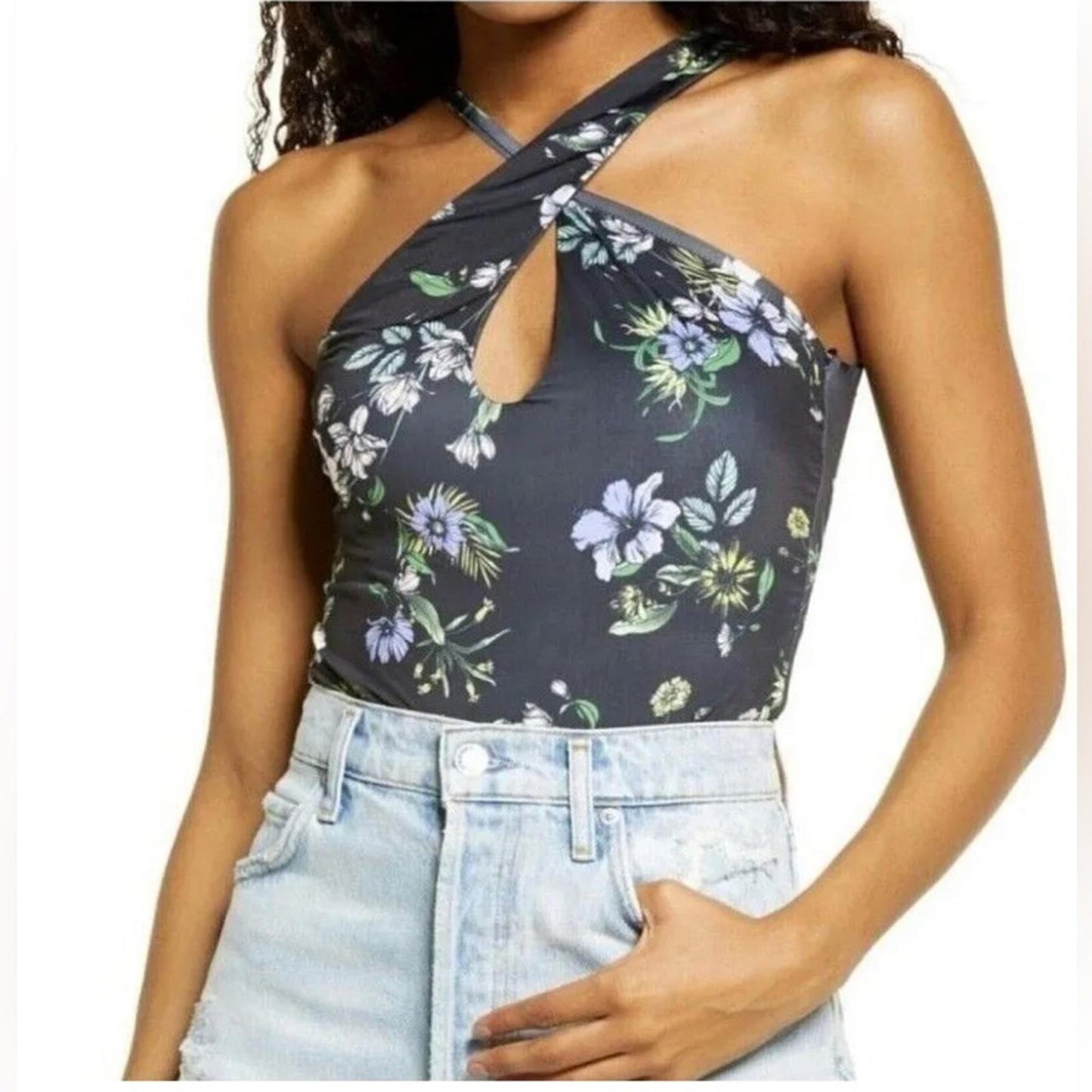 AFRM Bodysuit Celyn Sleeveless, Spring Noir Bouquet Size M New w/o Tag