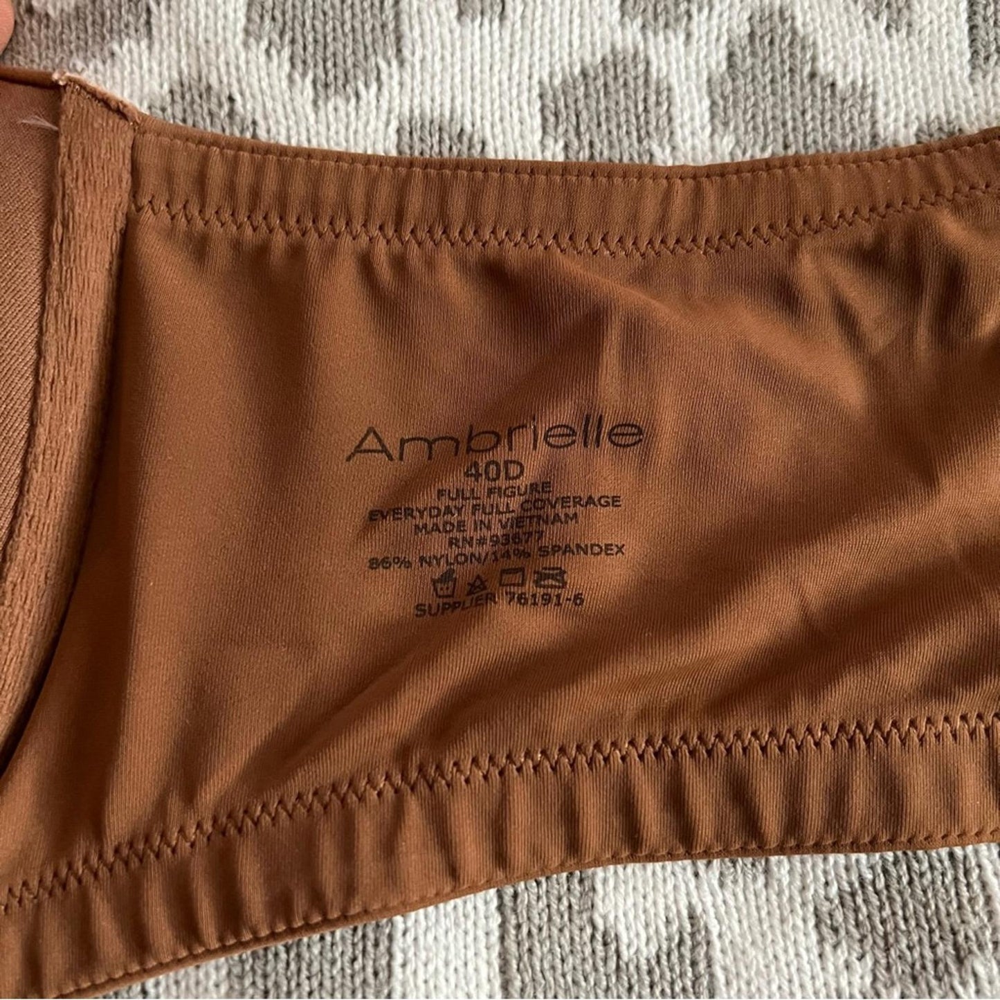 Ambrielle Full Figure Everyday Full Coverage Bra, Brown, Size 40D