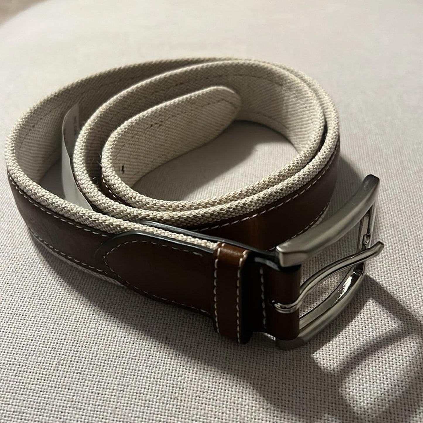 Club Room Men's 35mm Leather Overlay Belt, Size Small New with Tag