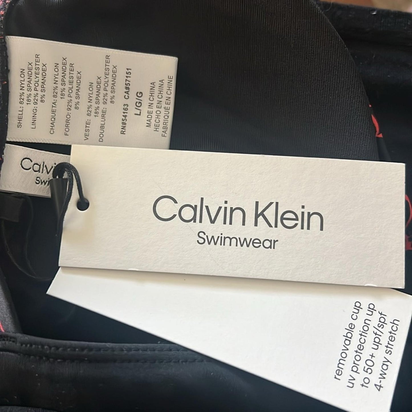 Calvin Klein Binkini Halter Top with Logo Ring, Size L NEW w/Tag