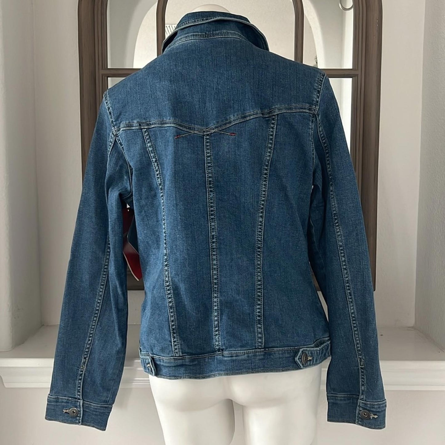 Wrangler Denim Jacket Dark Wash Stretch Weathered, Blue Size XL New w/Tag