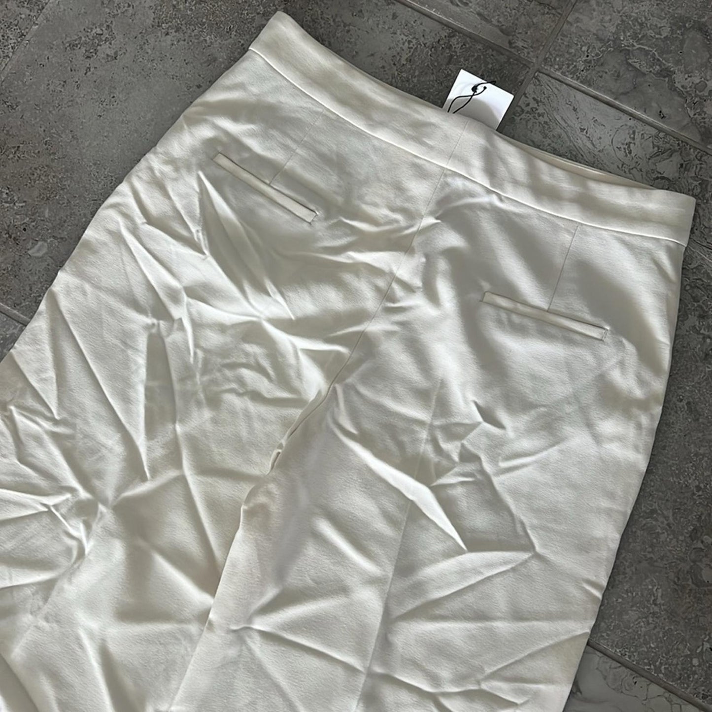 ZARA High-Waisted Wide Leg Pants, Cream White Size XL New w/Tag $89.90