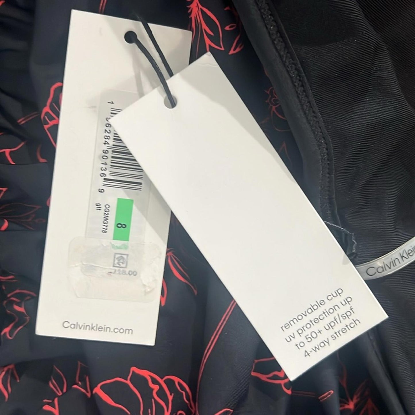 Calvin Klein High Neck Halter Blouson in Black/Red, Size 8 NEW w/Tag $118