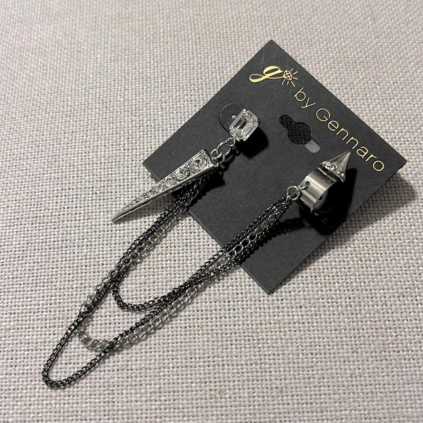 Gennaro Single Long Spike Chain Earring w/Non-Pierced Helix Cuff Earring, NWT