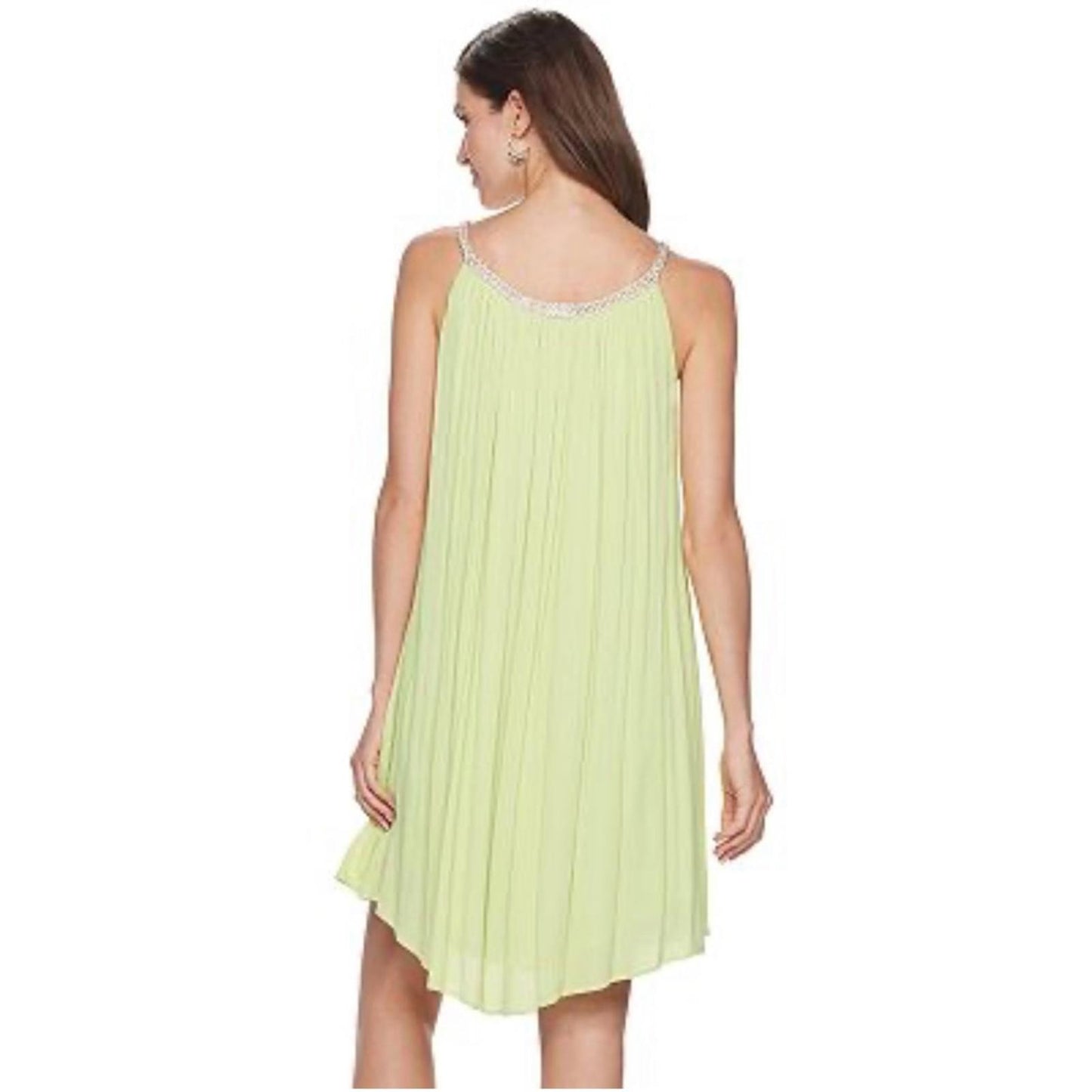 Nina Leonard Embellished Gauze Trapeze Dress, Size L New w/Tag