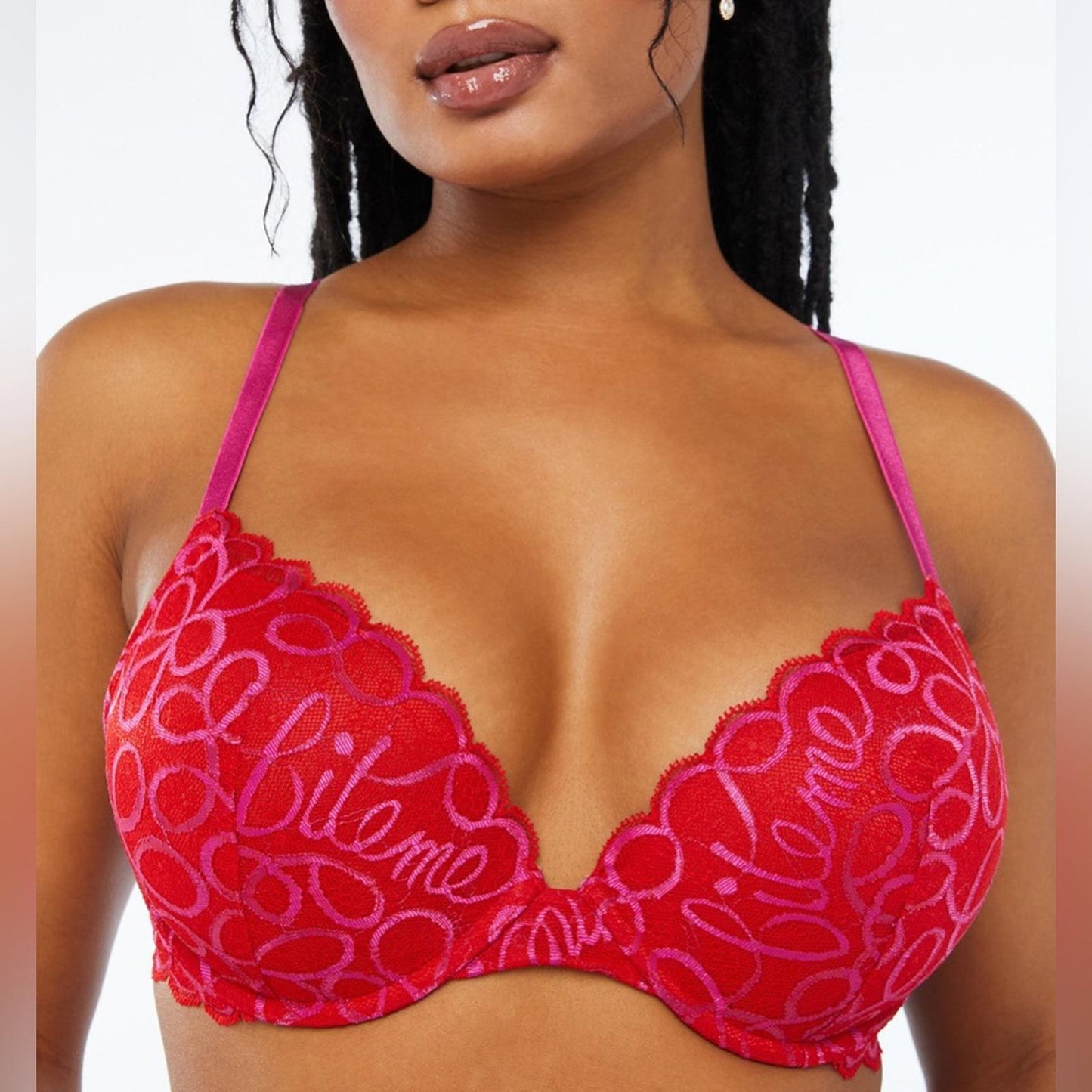 Rihanna’s Savage X Fenty Ribbon Writing Push-Up Bra, Size 40DDD New w/Tag