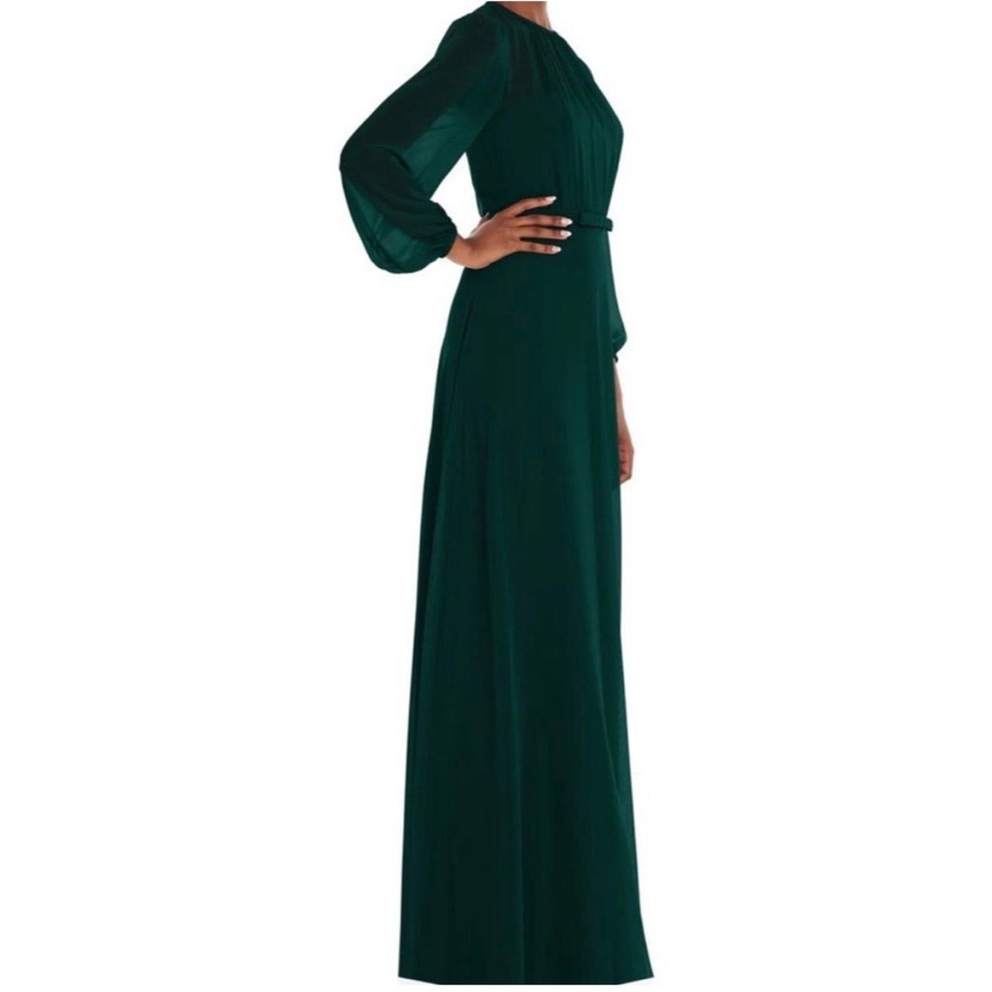 NEW Dessy Strapless Chiffon Maxi Dress Puff Sleeve Blouson Overlay Size 14 $265
