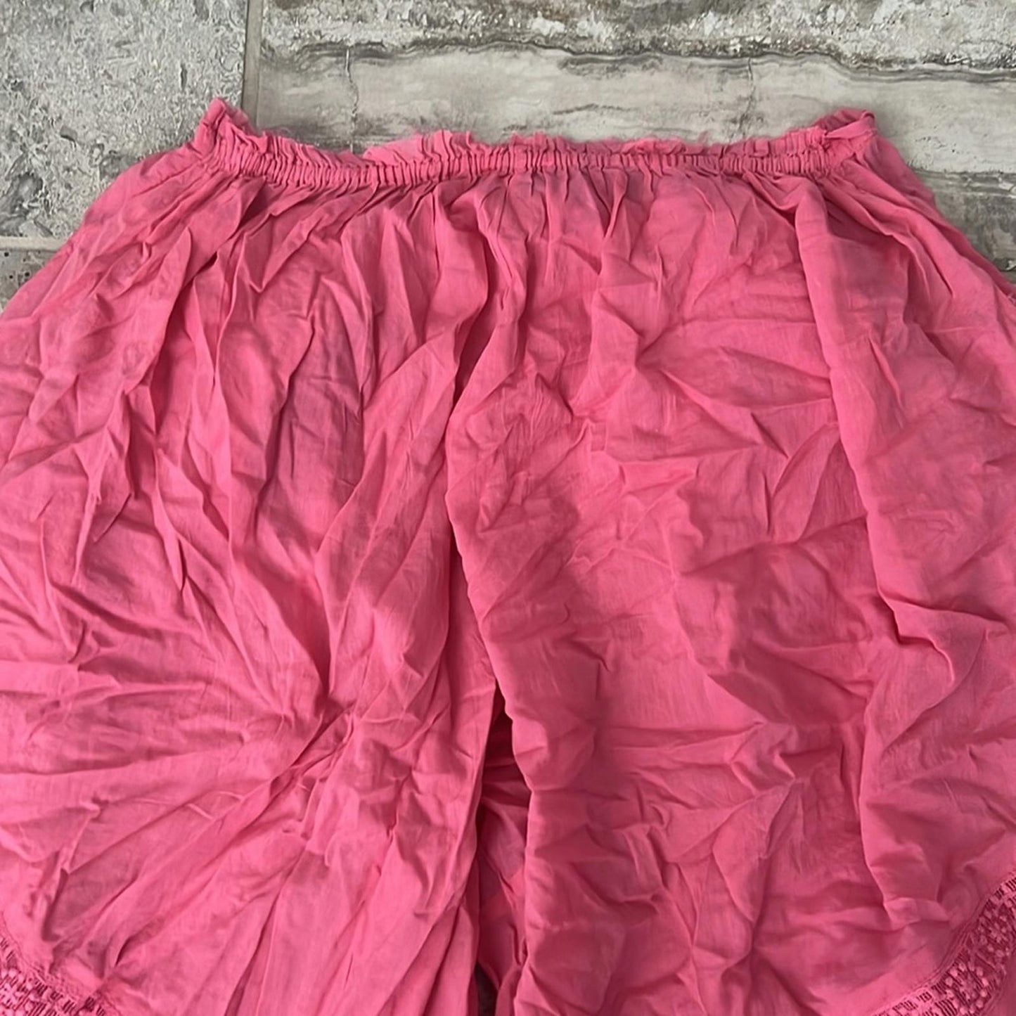 Free People Intimately PINK Cotton Sheer Pants w/Lace Trim, Size M, New w/o Tag