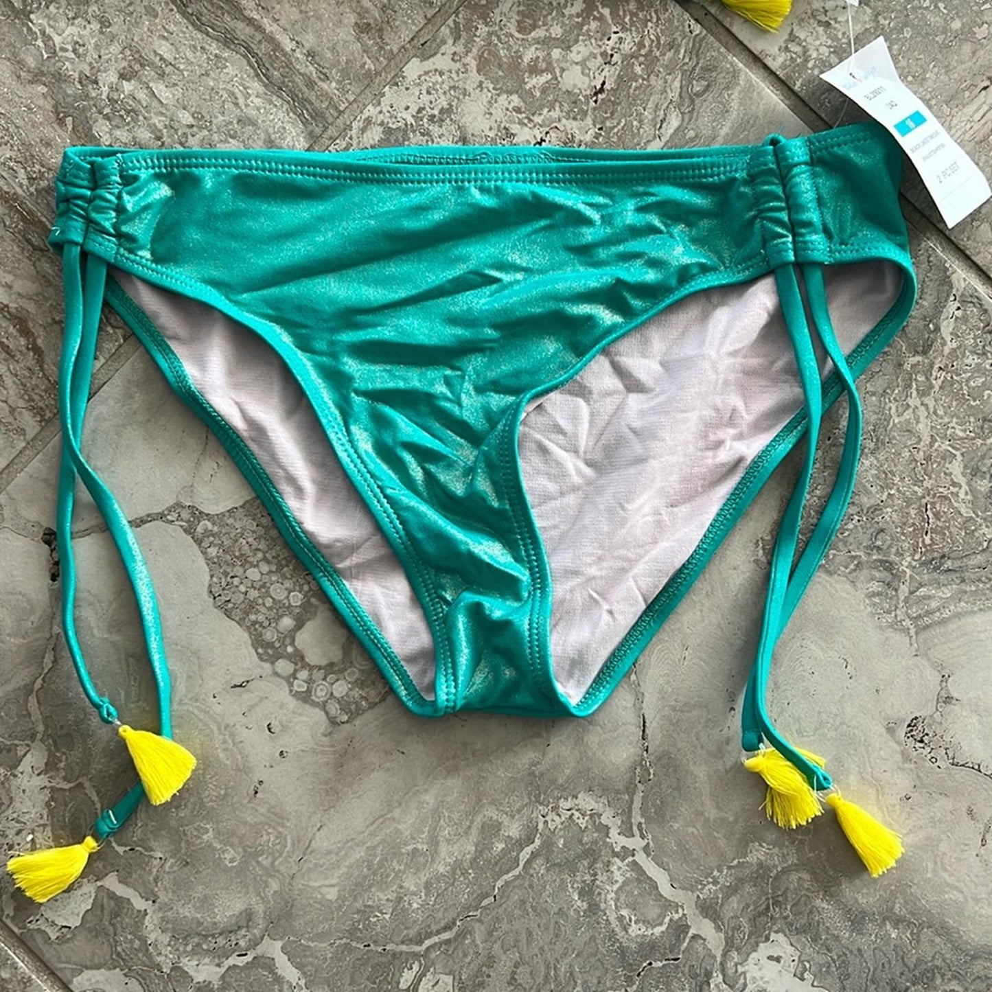 Beach Lingo Mermaid 2-Piece Metallic Turquoise Bikini Swimsuit Size 16 New w/Tag
