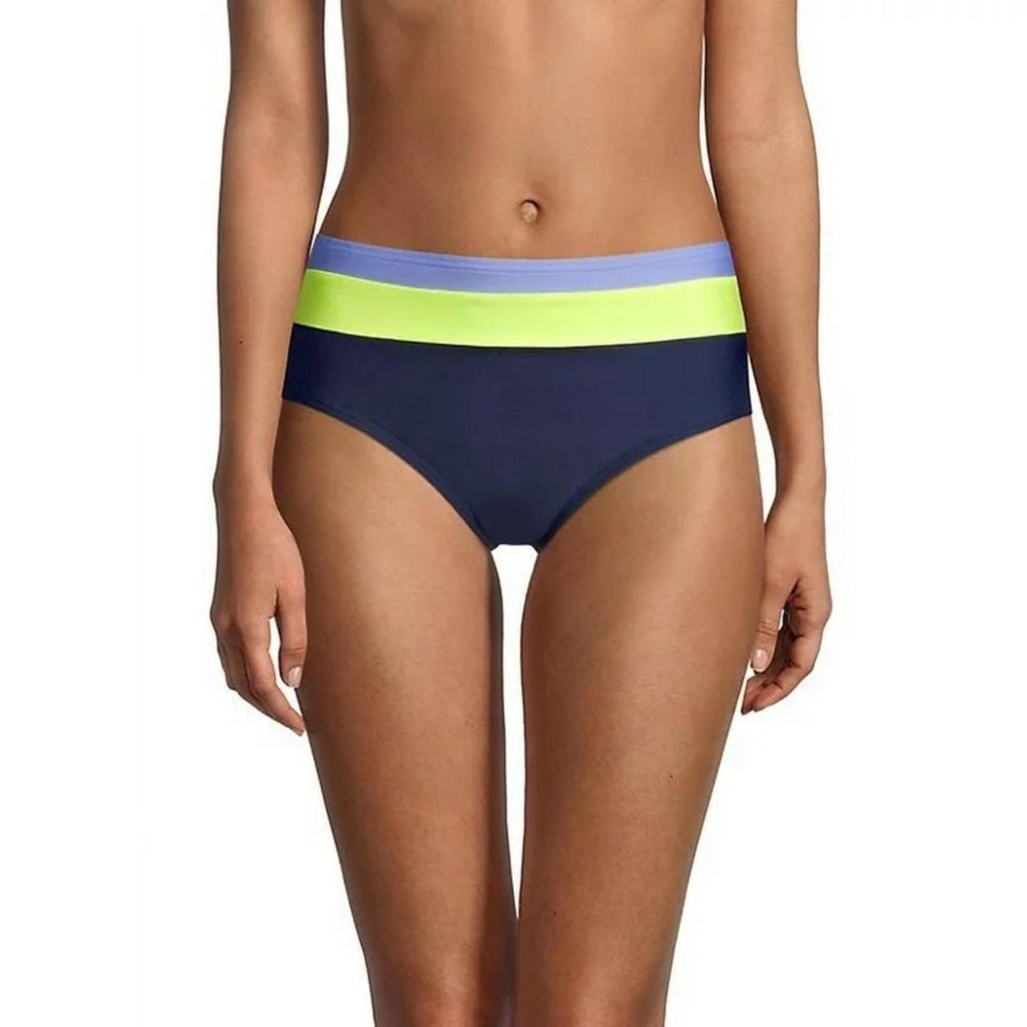 DKNY Navy Color Block Stretch Lined Bikini FullCoverage Swim Bottom Size XXL NWT
