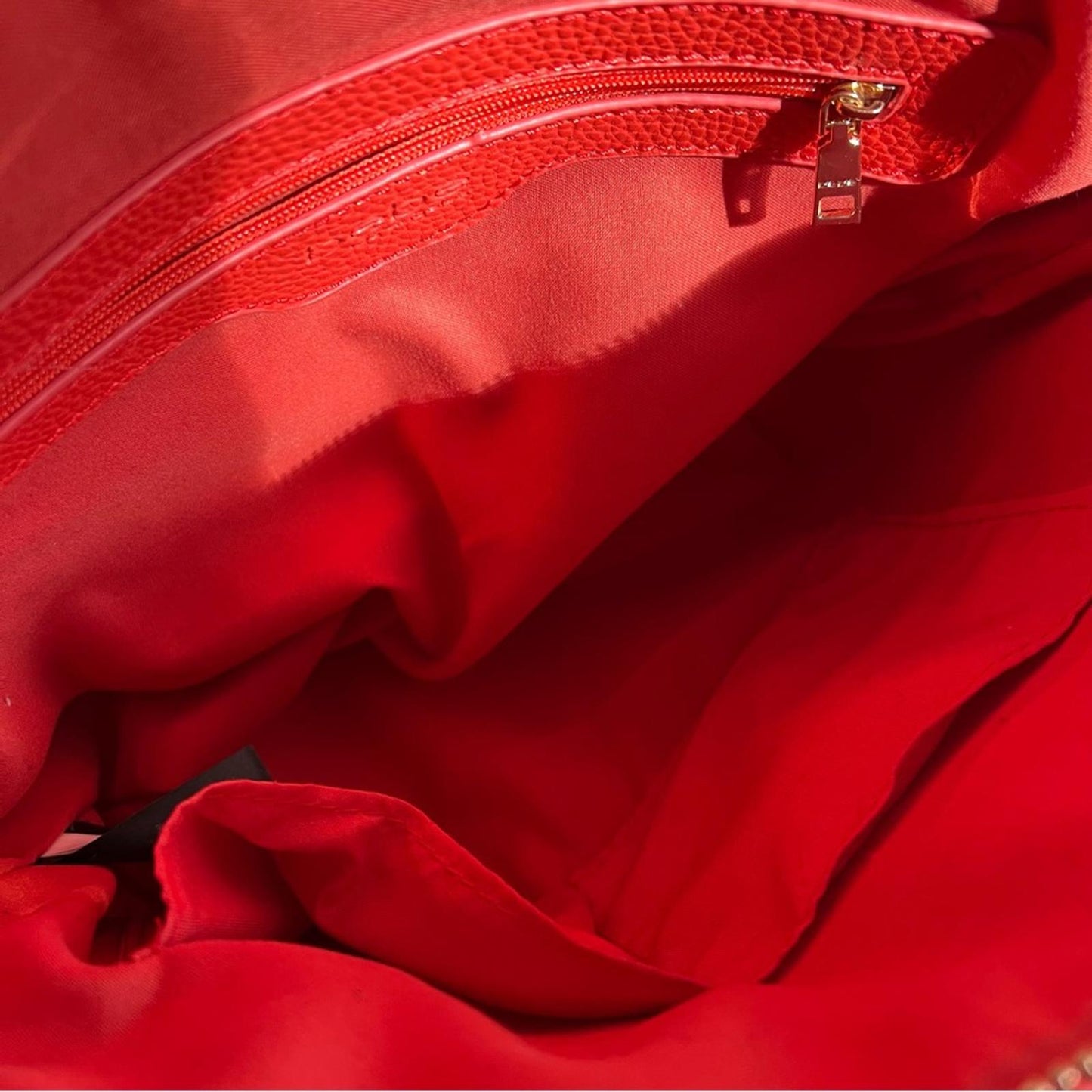 bebe Fabiola Dome Logo Satchel Crossbody Handbag, Ruby Red Orange Excellent