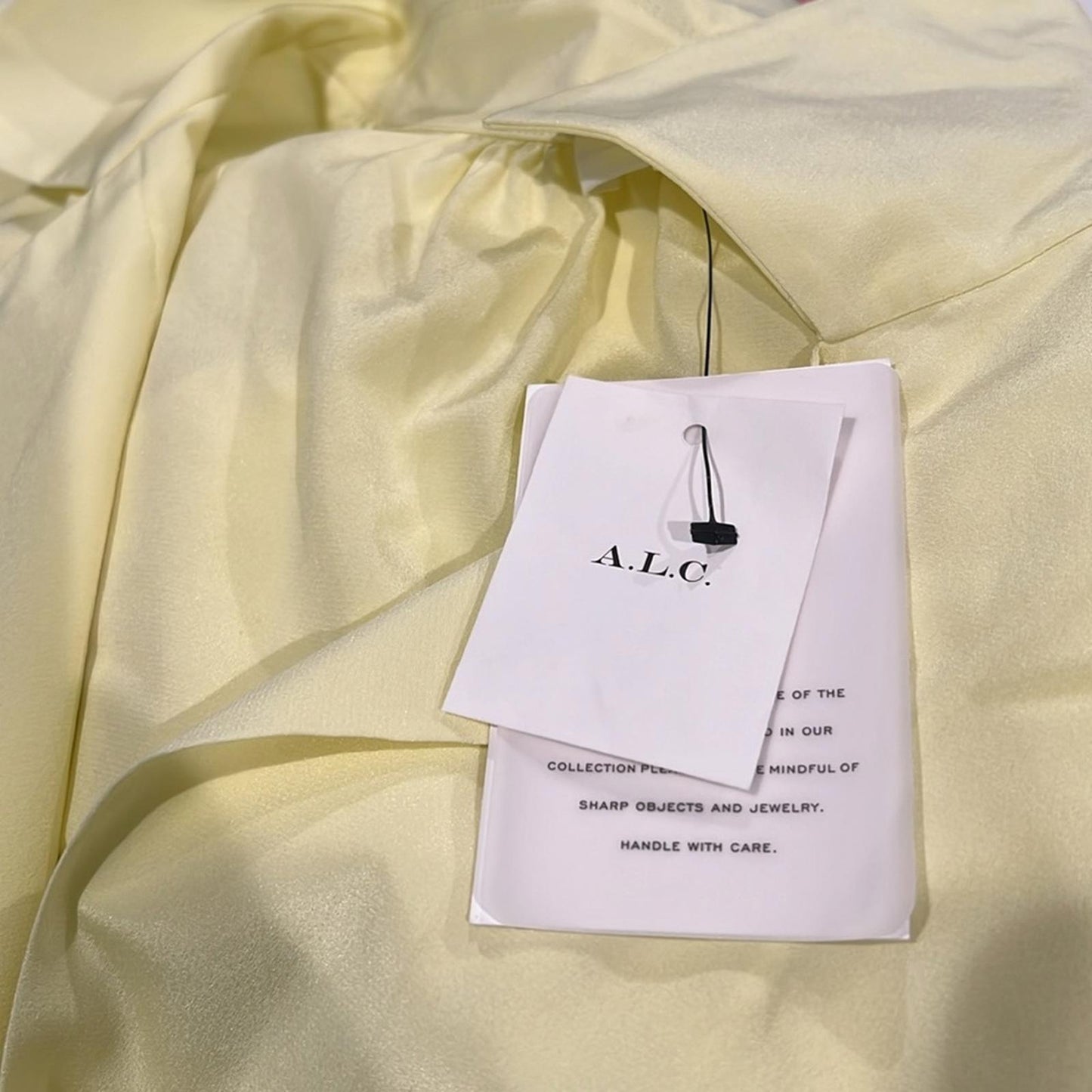 ALC Diana Silk Bodysuit, Canary Yellow Size L New w/Tag Retail $425