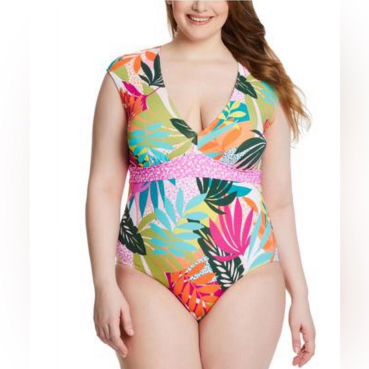 Bleu | Rod Beattie Wild At Heart Cap Sleeve Mio One-Piece Swimsuit Size 22W, NWT