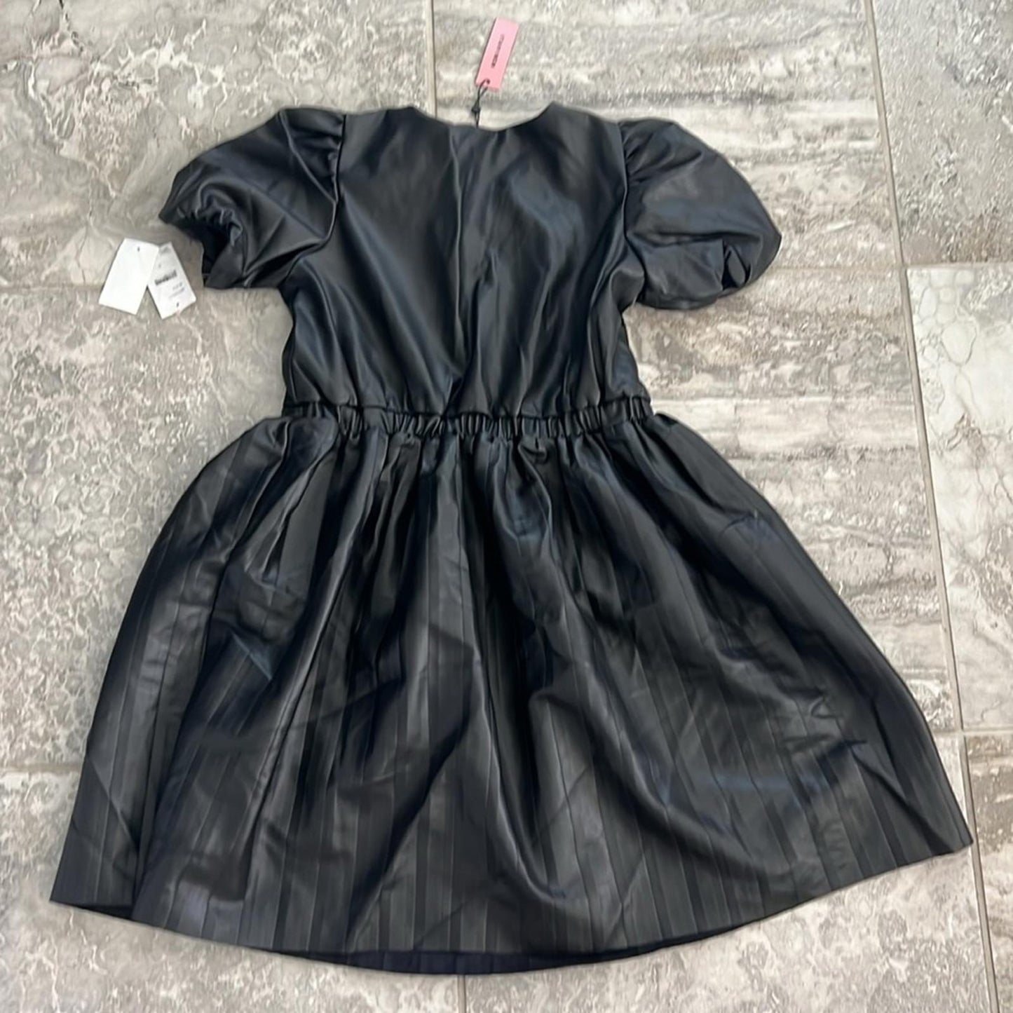 BCBG GIRLS Girls' Faux Leather Wrap Dress in Black - Big Kid Size 16 New w/Tag