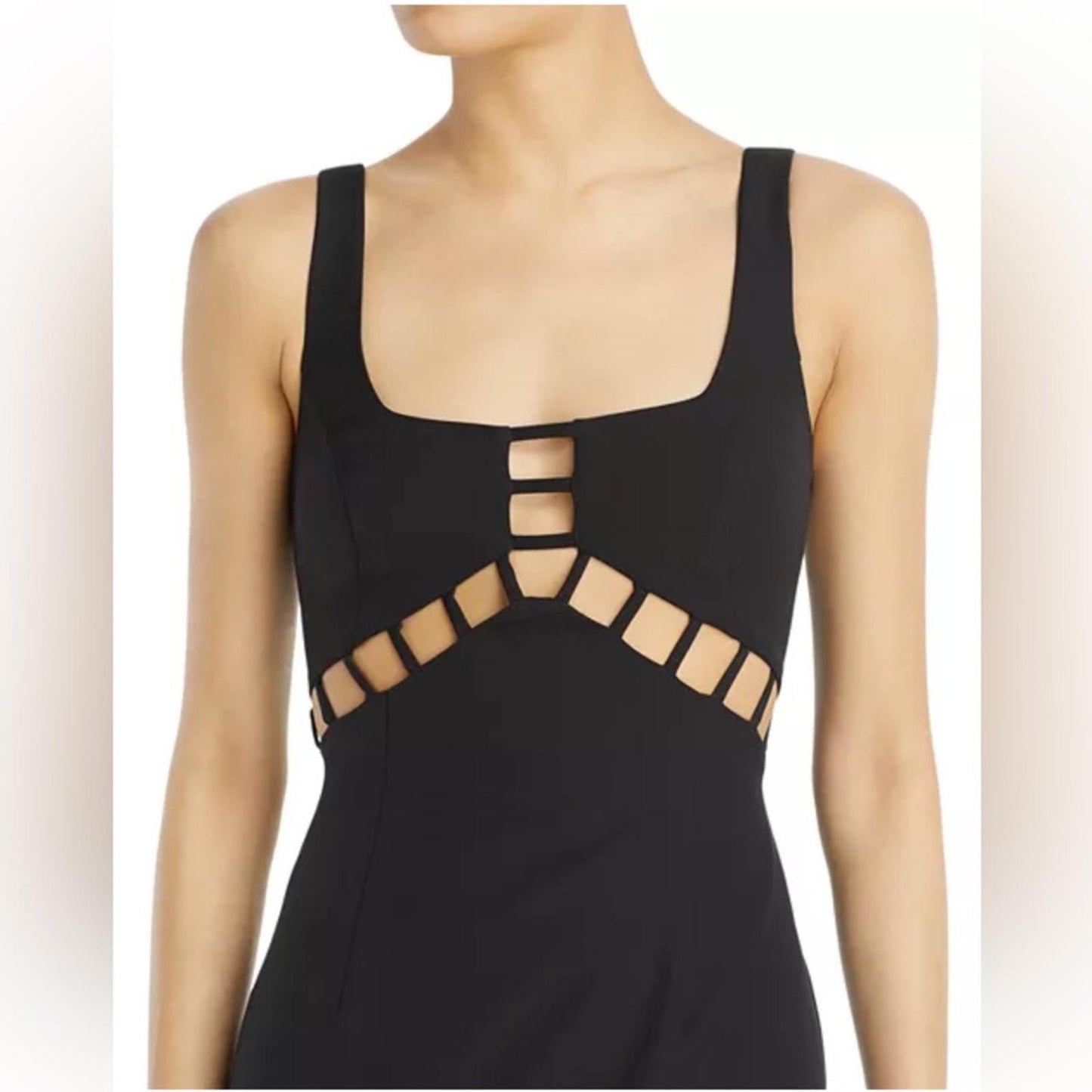 Aidan Mattox Scoop Neck Gown with CutOuts in Black, Size 8 New w/Tag $195