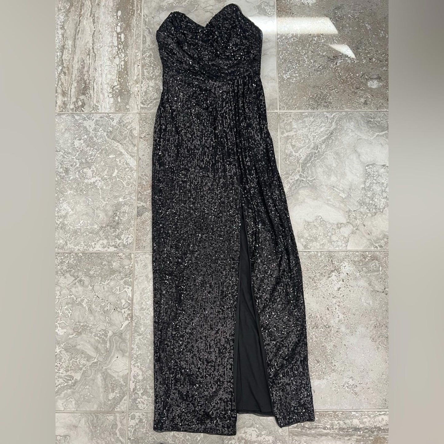 Aidan Mattox Sequined Strapless Dress, Black Size 4 New w/Tag Retail $295