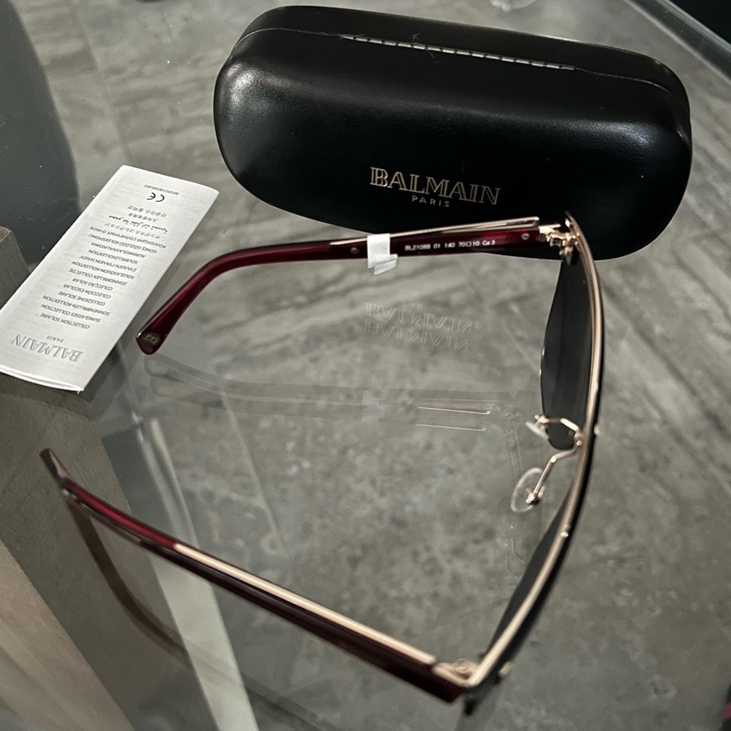 BALMAIN Sunglasses with Red Frames 70MM + Case New w/Tag