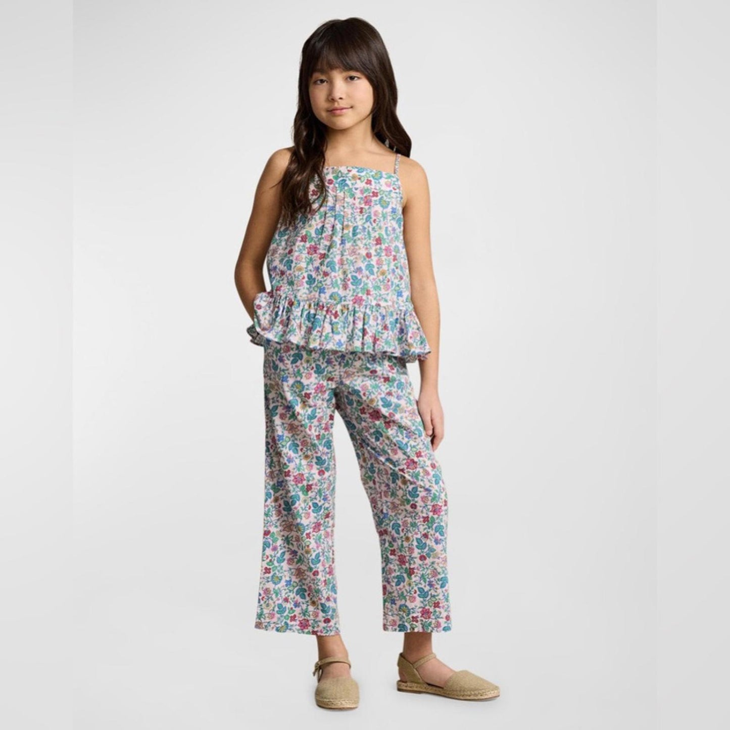 Polo Ralph Lauren Girl's Floral Cotton Batiste 2-Piece Set, Size 12 NWT $155