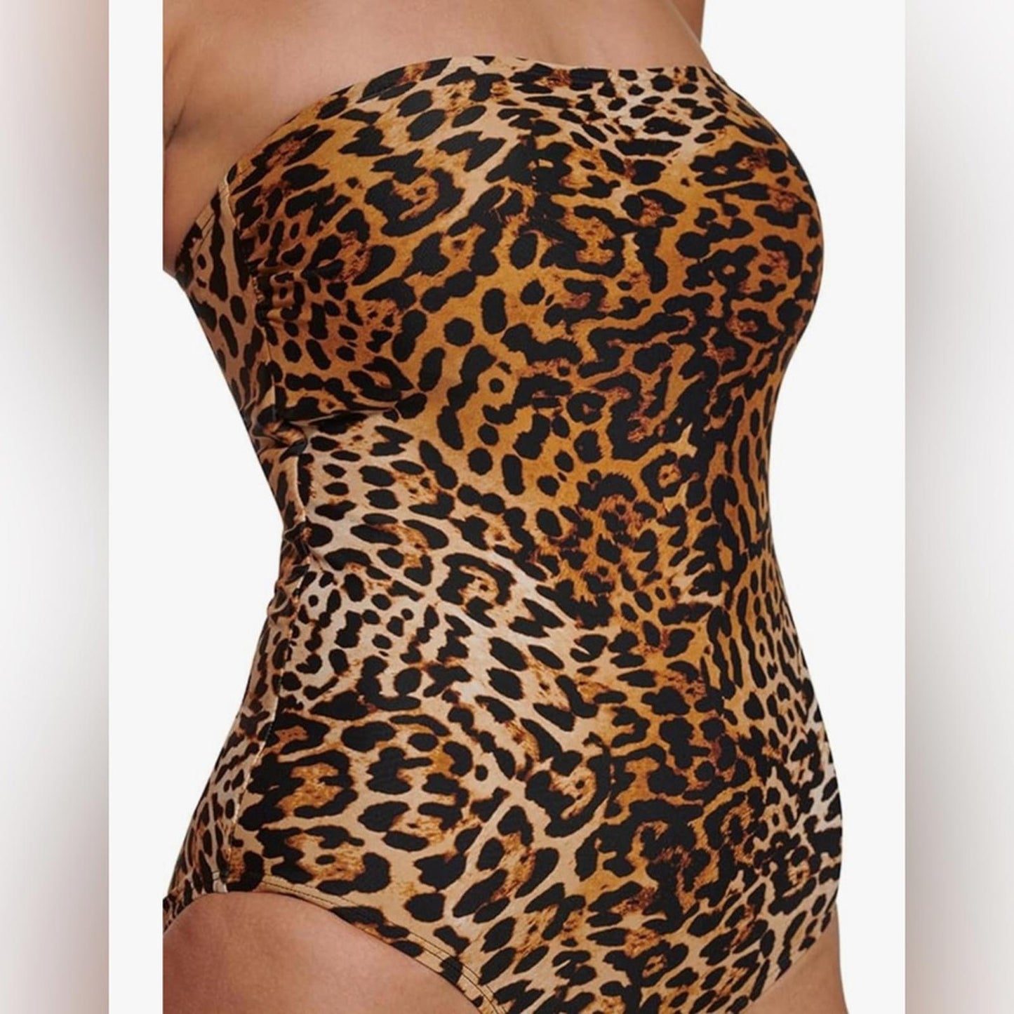 Calvin Klein Leopard-Print Strapless Tummy-Control One-Piece Swimsuit Size 8 NWT
