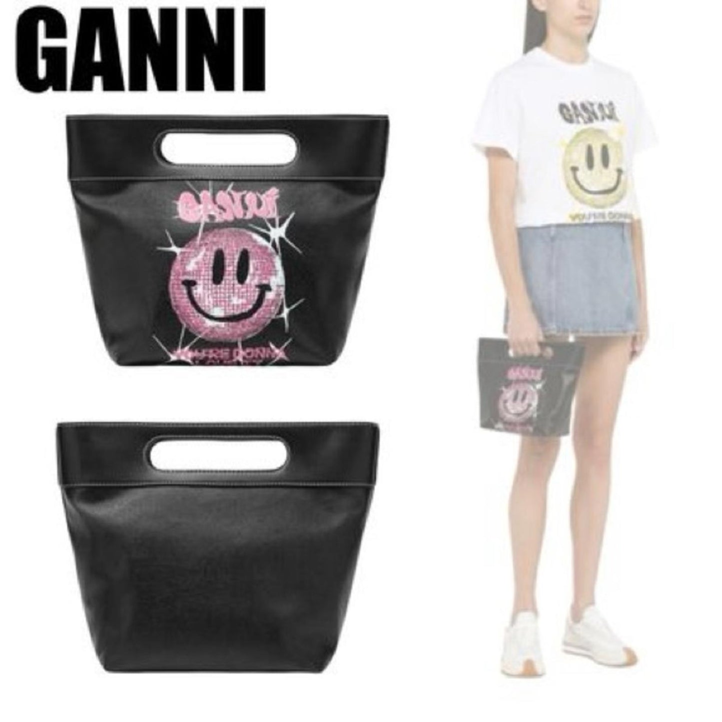 Ganni | Casual Style Street Style 2-WAY Bi-color Leather Crossbody NEW +DustBag