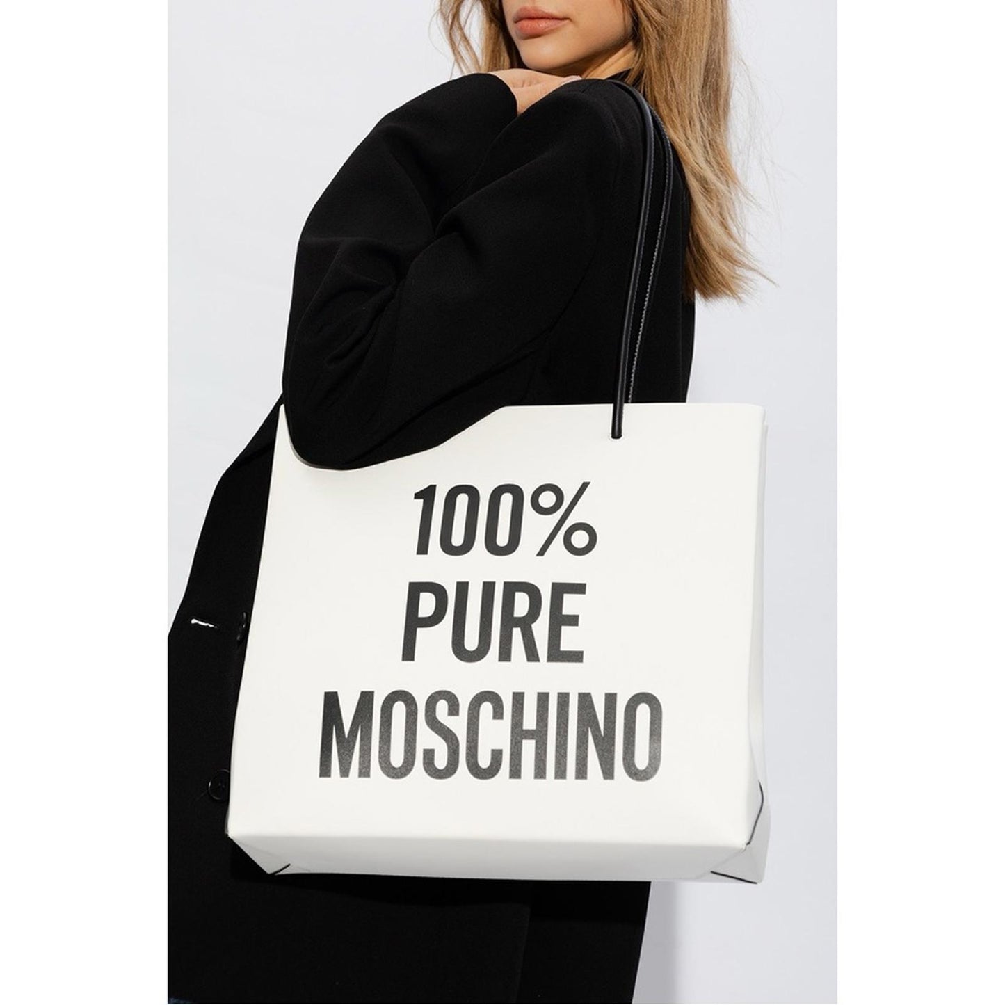 Moschino “100% PURE MOSCHINO” White Leather Shoulder Bag, New with Tag