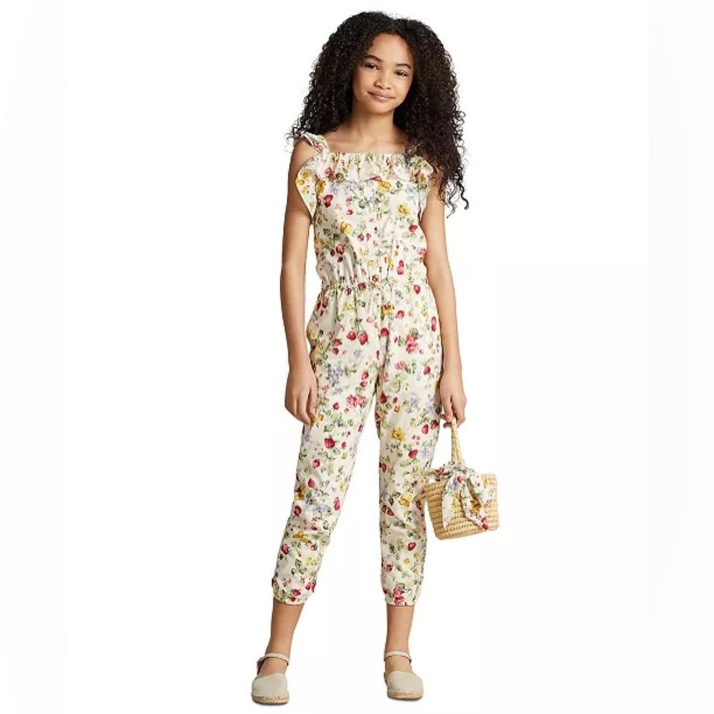 Ralph Lauren Floral & Fruit-Print Cotton Batiste Jumpsuit, Cottage New w/Tag