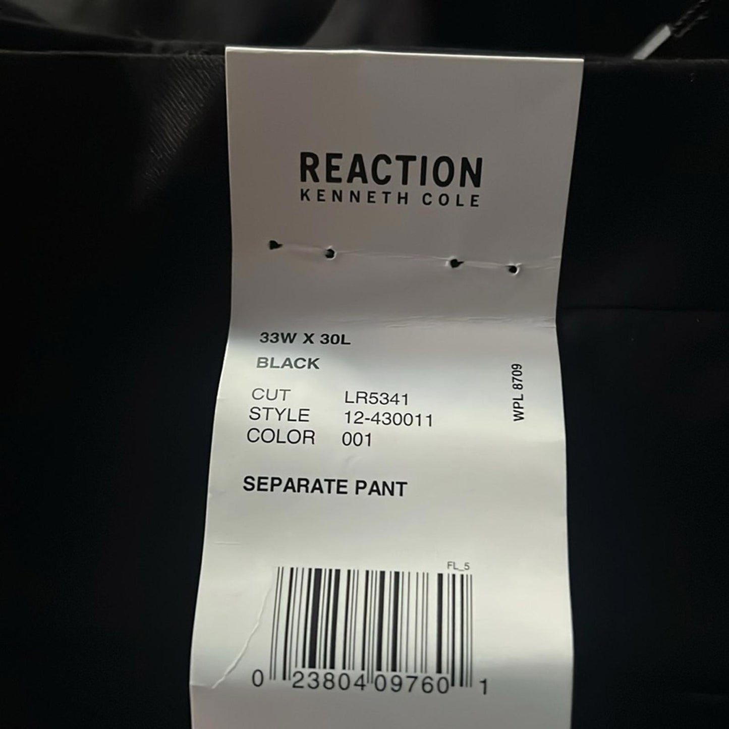 Reaction Kenneth Cole Black Dress Pants, Size 33W X 30L New w/Tag