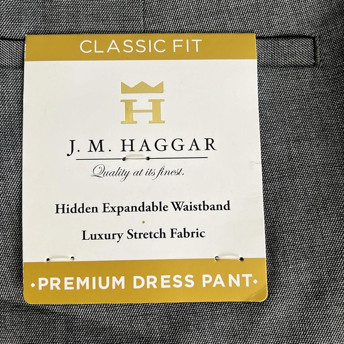 JM Haggar Premium Stretch Solid Premium Pants, Grey, Size 34W X 29L New w/Tag