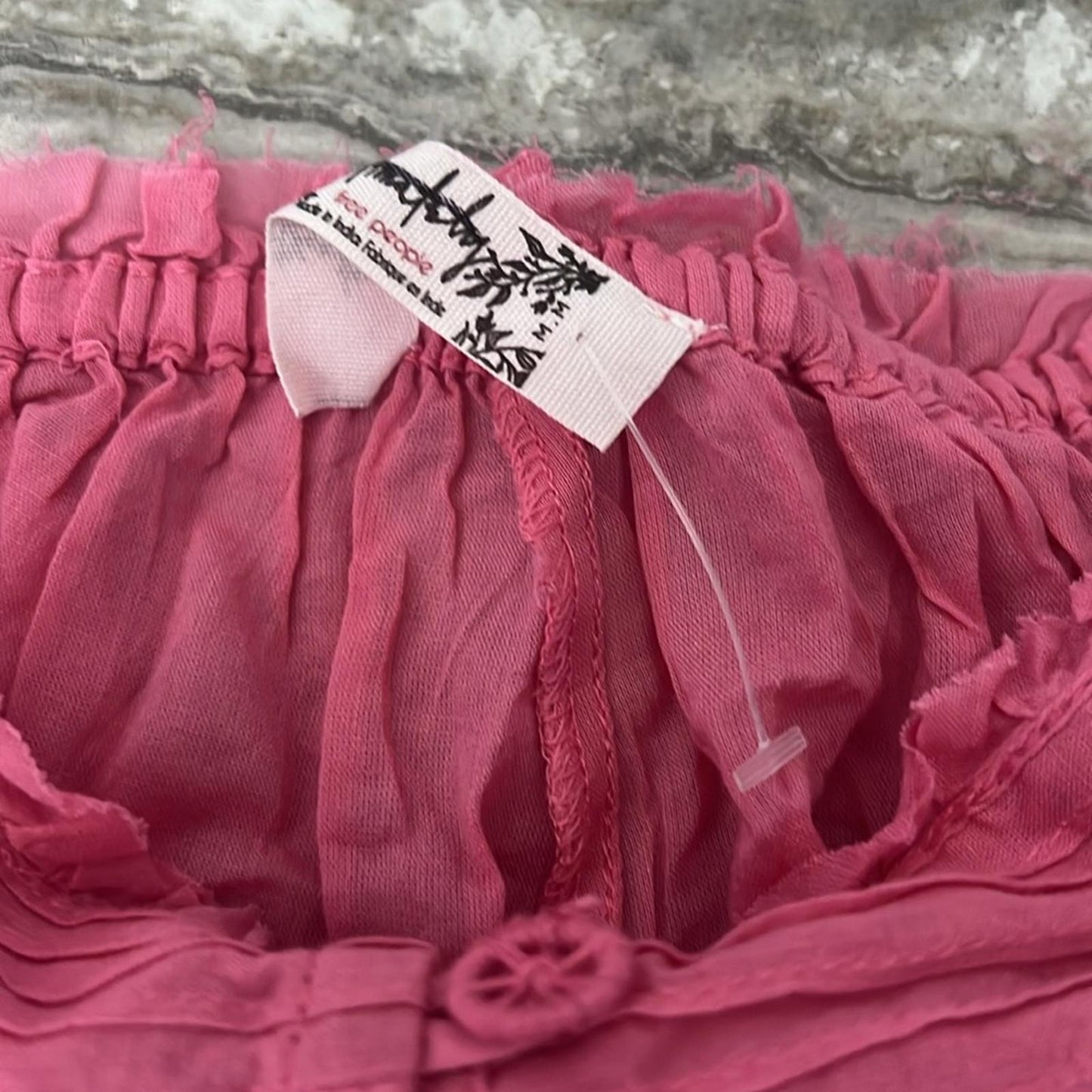 Free People Intimately PINK Cotton Sheer Pants w/Lace Trim, Size M, New w/o Tag
