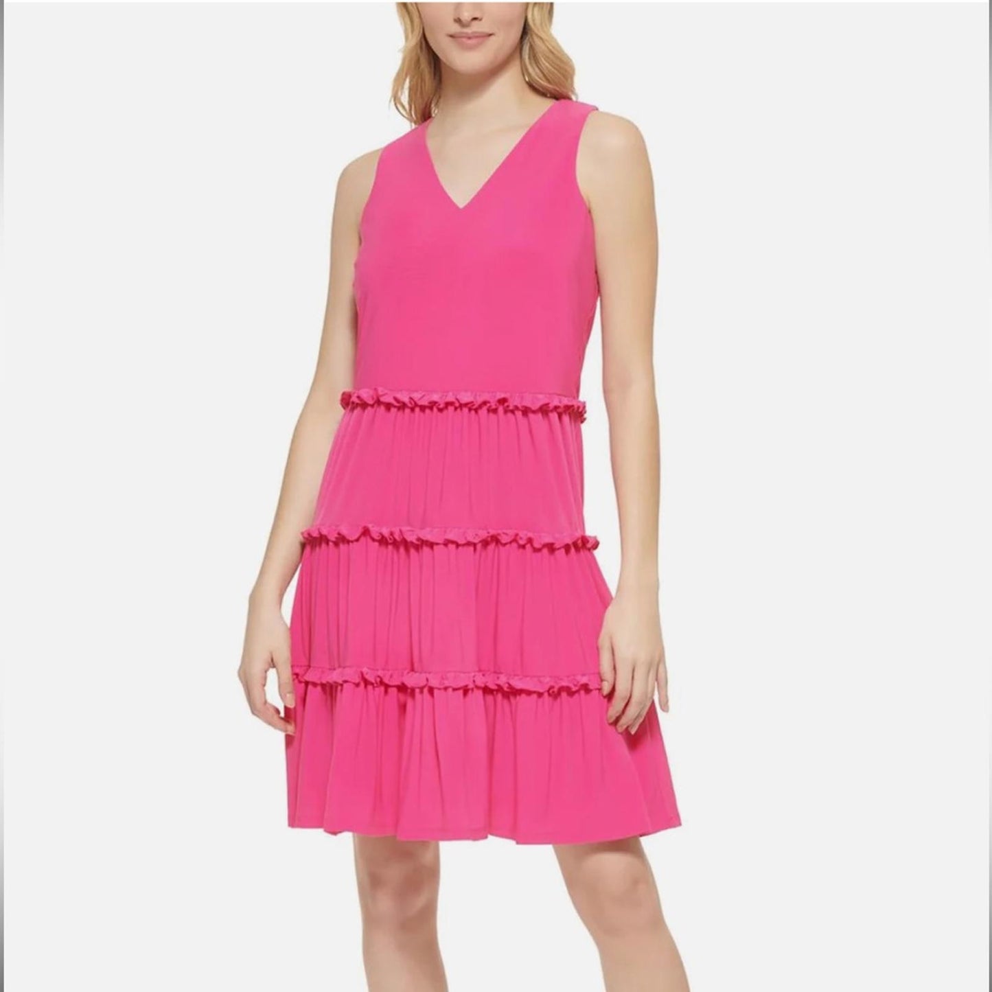 NWT Tommy Hilfiger Tiered Ruffle Shift Dress, Pink New w/Tag Retail $100