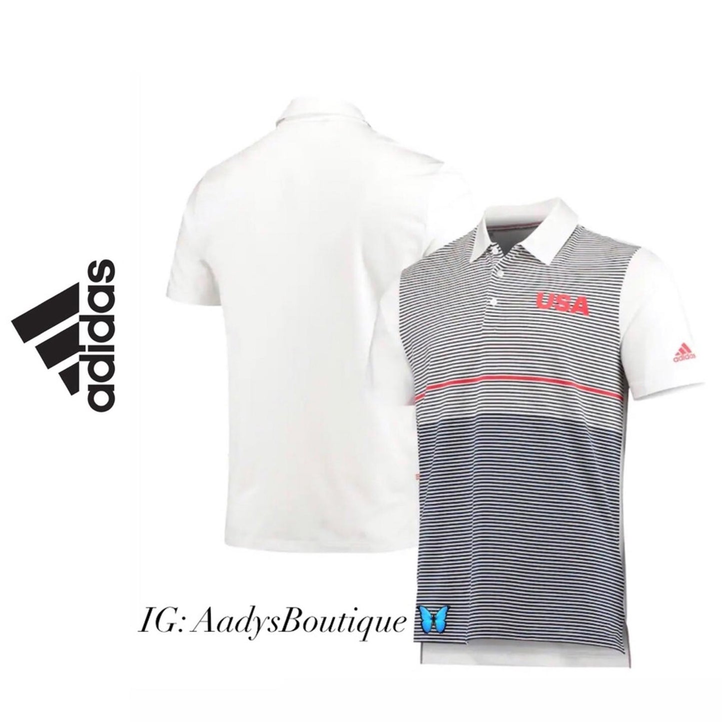 Adidas USA Golf Ultimate 365 Stripe Polo Shirt, Men’s Size M New w/Tag