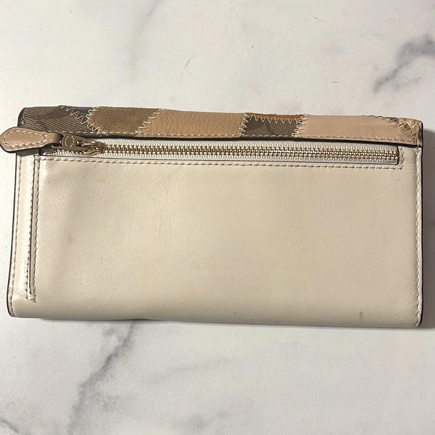 Coach Trifold Leather Wallet with Patchwork, EXCELLENT! Retail $278