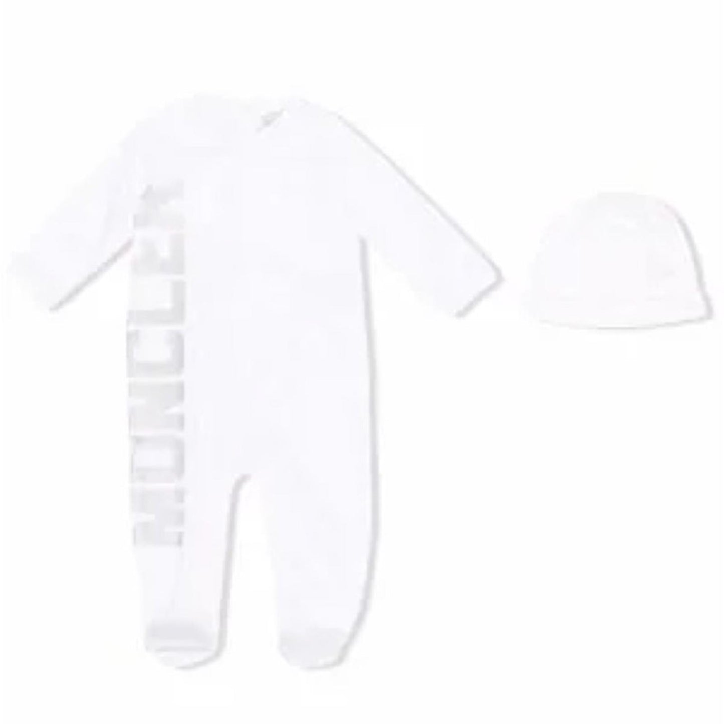 Moncler Enfant Logo Babygrow Set 2-Piece Footie &Hat, White Size 9/12M New w/Tag