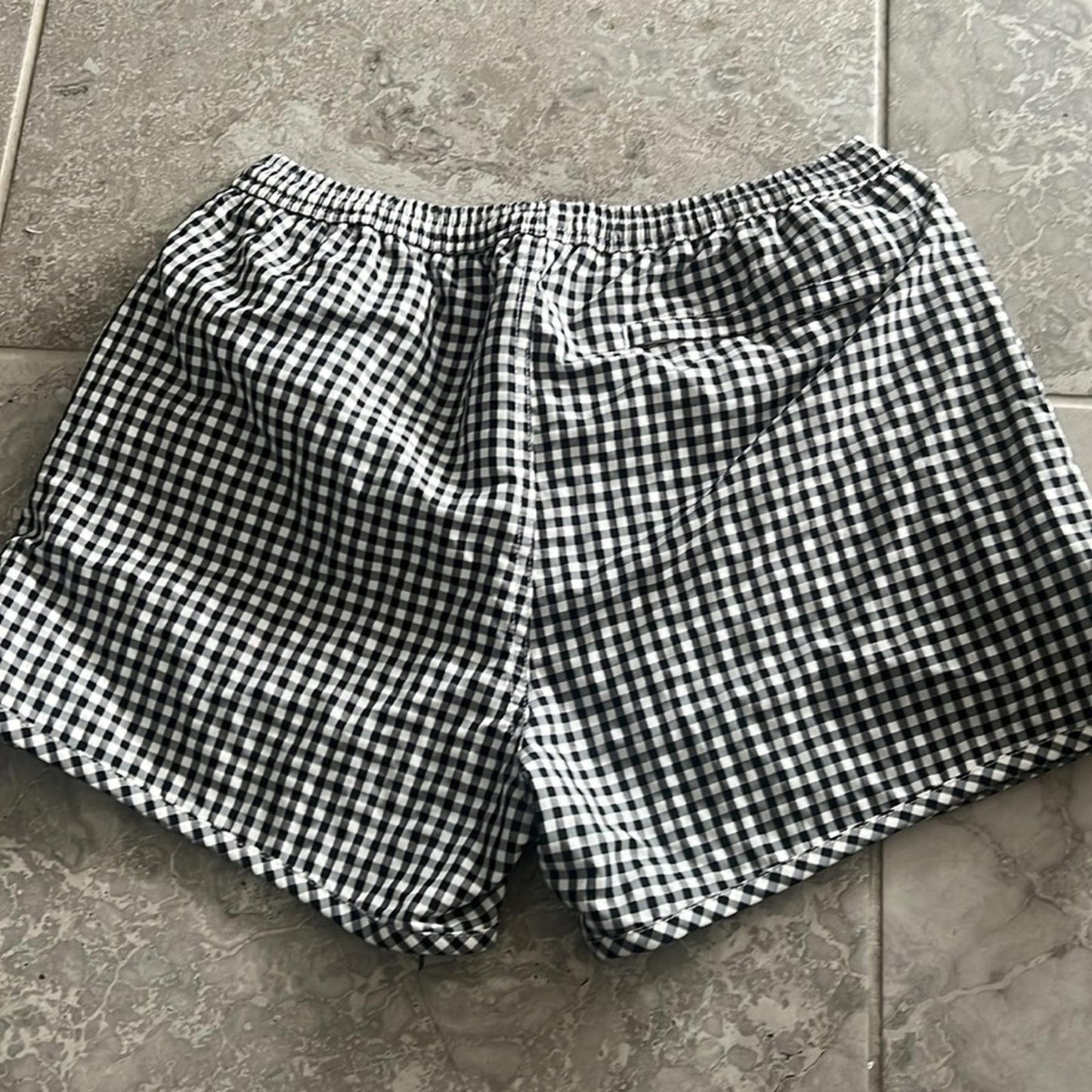 AMI Alexandre Mattiussi Checked Swim Shorts w/Bag in Black/White Size S NEW