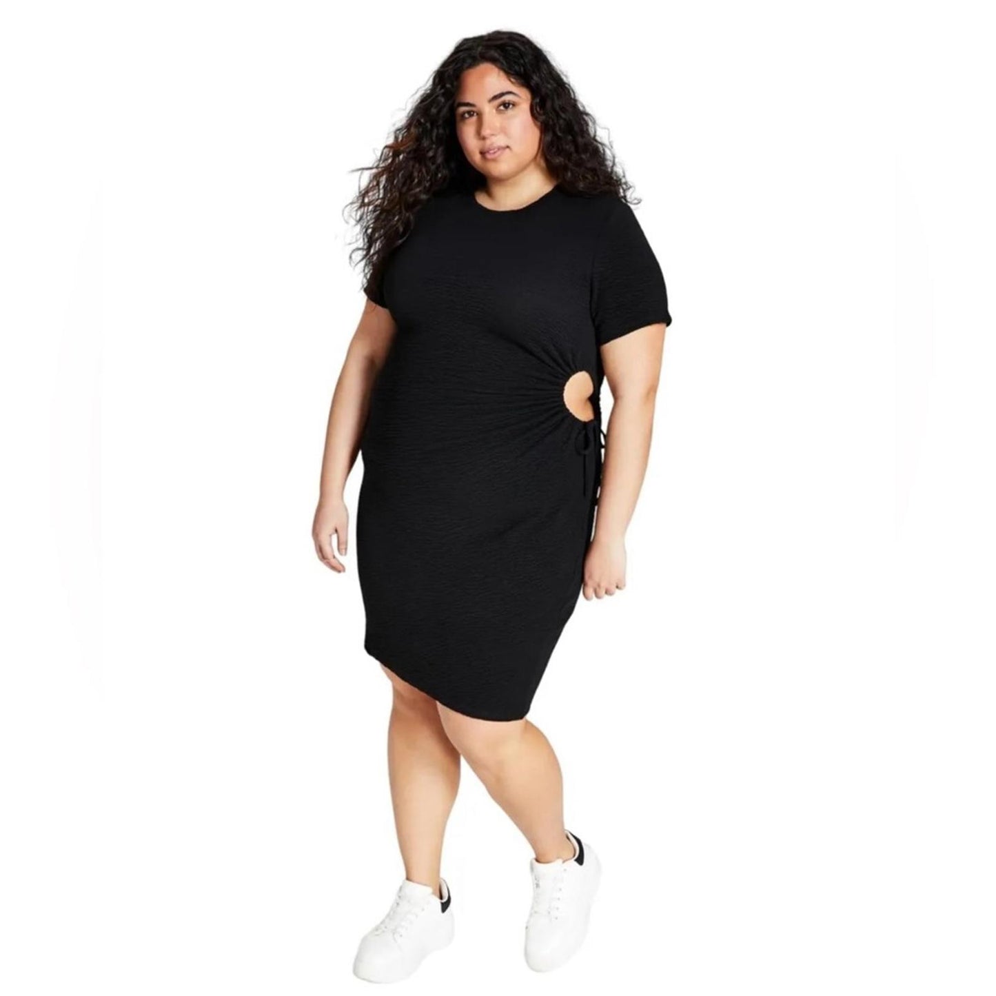 NEW And Now This Women's Side-Cutout Midi Dress, Black Size XL New w/Tag $49