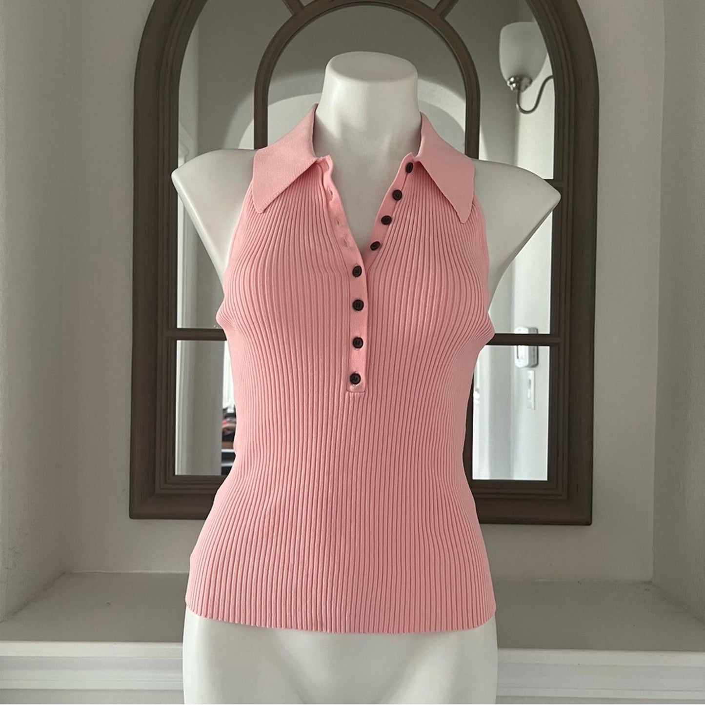 A.L.C. Asher Ribbed Top in Pink Sand, Size L New w/Tag Retail $295