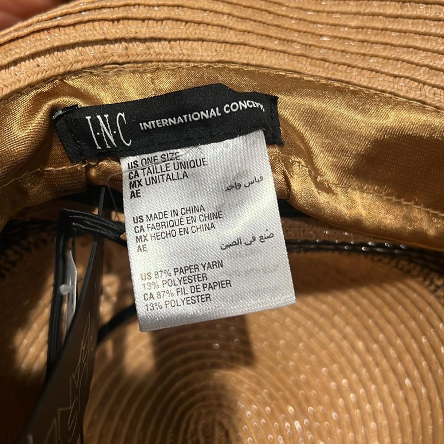 INC Striped Packable Panama Hat, Tan , One Size New w/Tag Retail $44.50