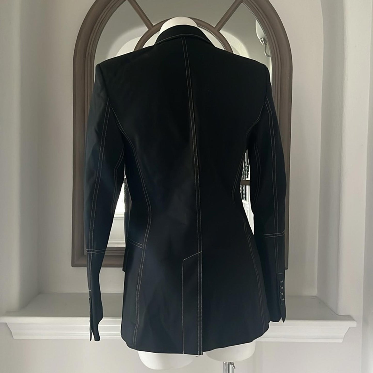 Helmut Lang Contrast Stitch Blazer, Black, Size US4 | UK8 New w/Tag Retail $495