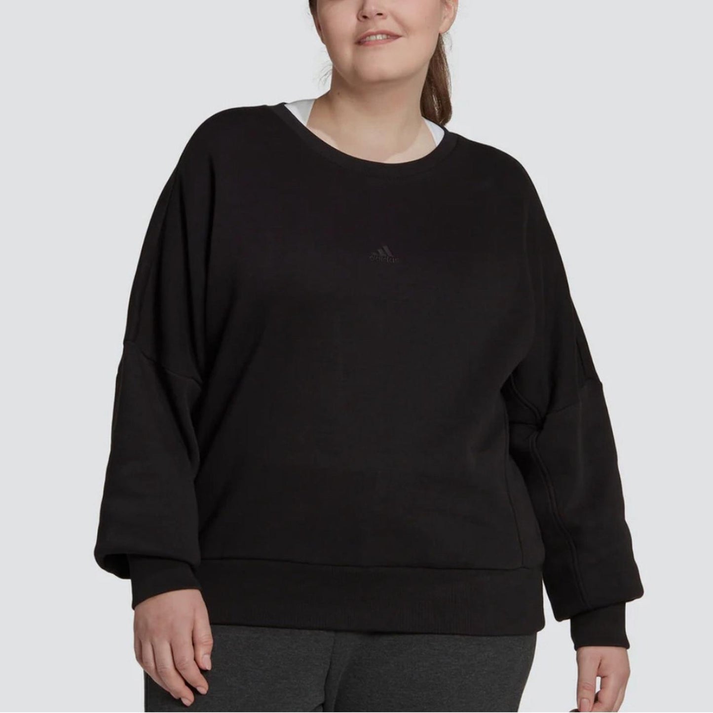 ADIDAS Plus Size All Season Fleece Logo Sweatshirt, Black Size 2X New w/Tag