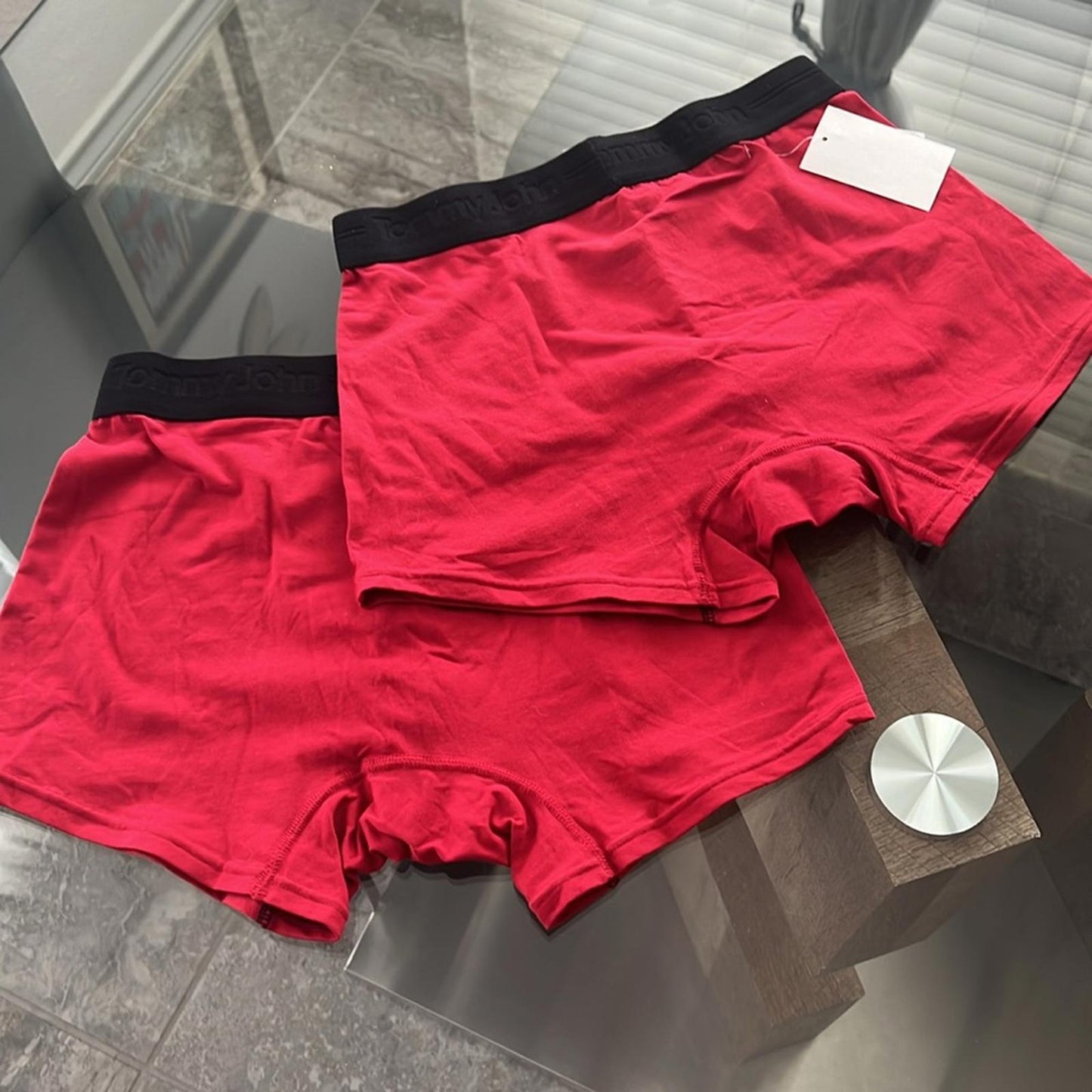 X2 Tommy John Cotton Boxer Briefs, Red w/Black Size S New w/Tag $50