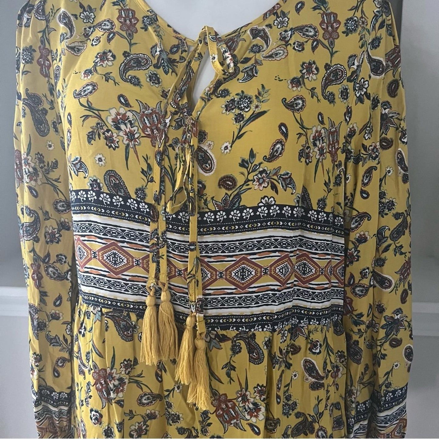Luxology Women's Boho Border Midi Dress, Size L
