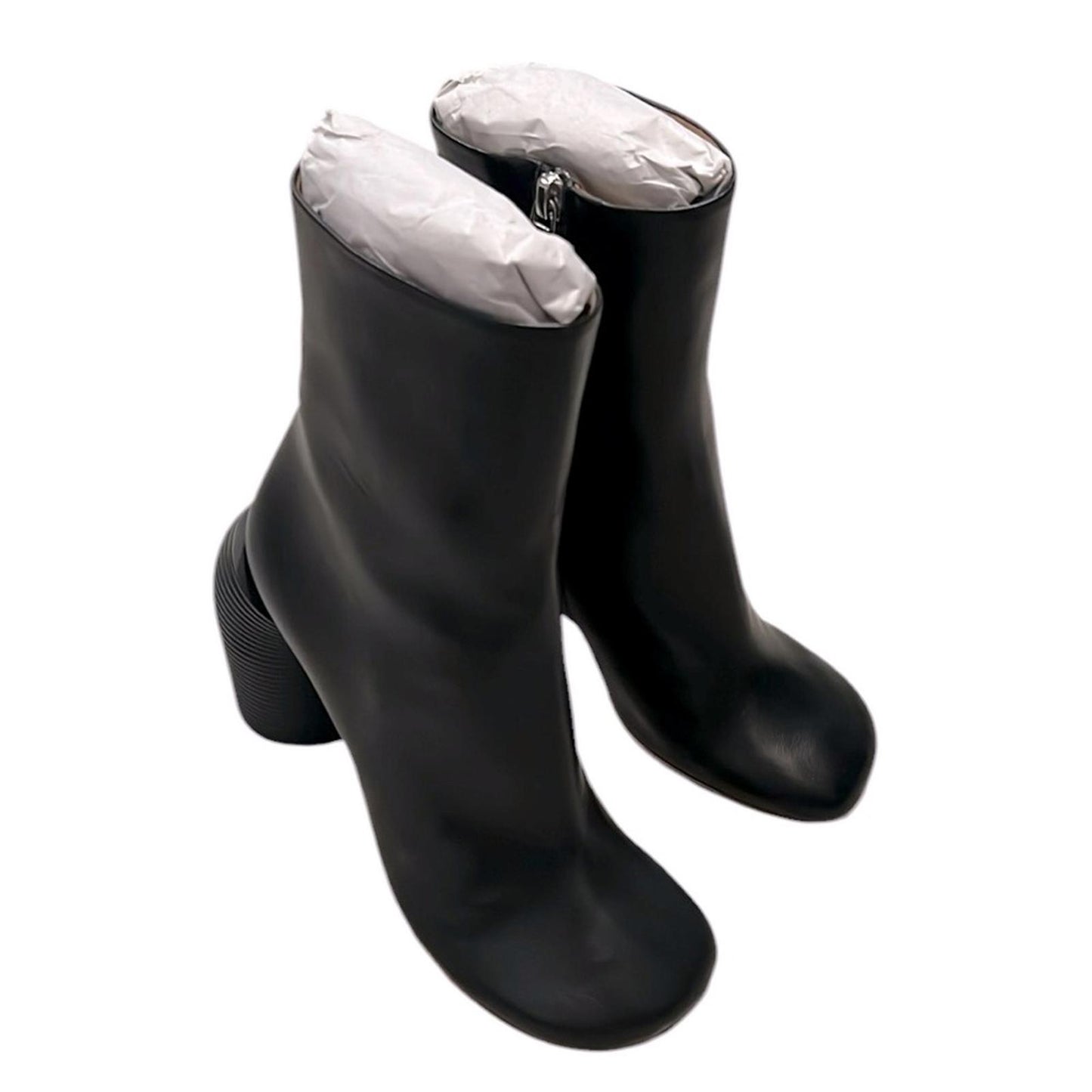 Off-White Leather Peculiar Spring High-Heeled Ankle Boots, Size 38 NEW +DustBag