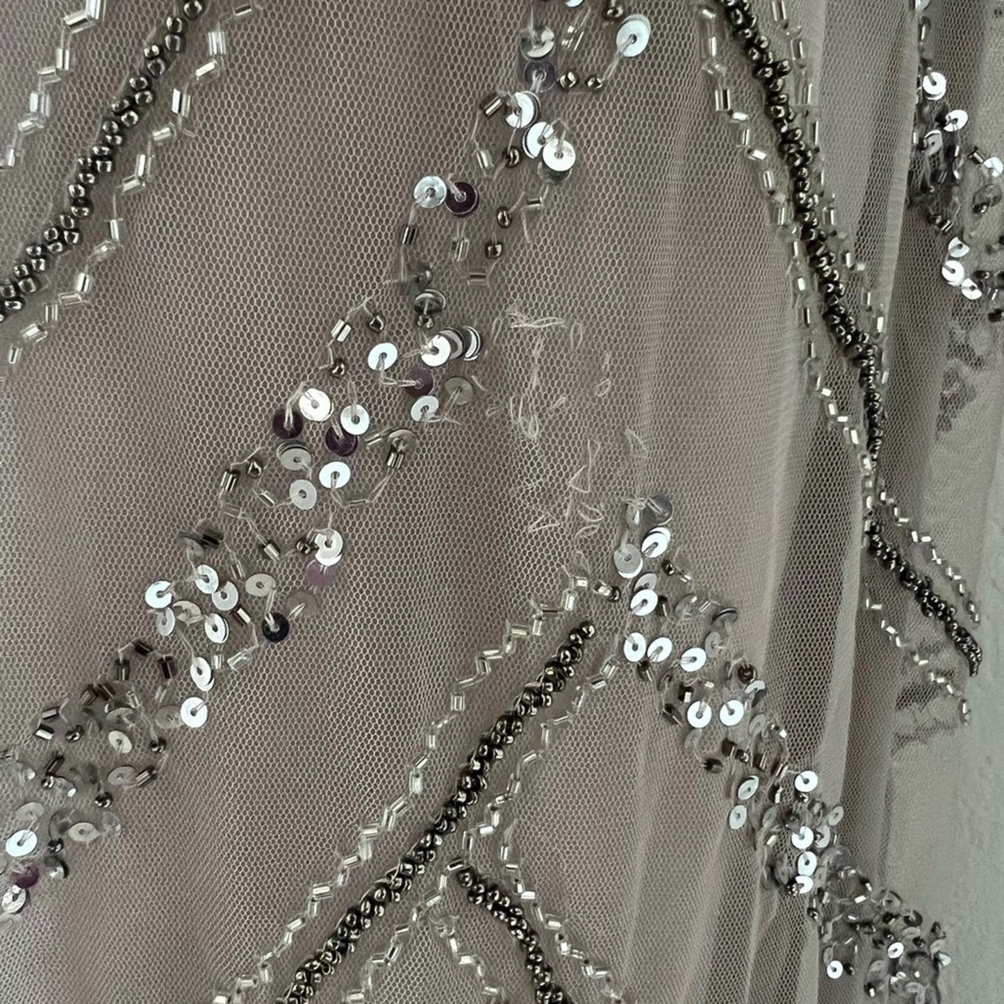 Adrianna Papell Women's Chevron Bead Gown Maxi Dress Size 16, New w/Tag $249