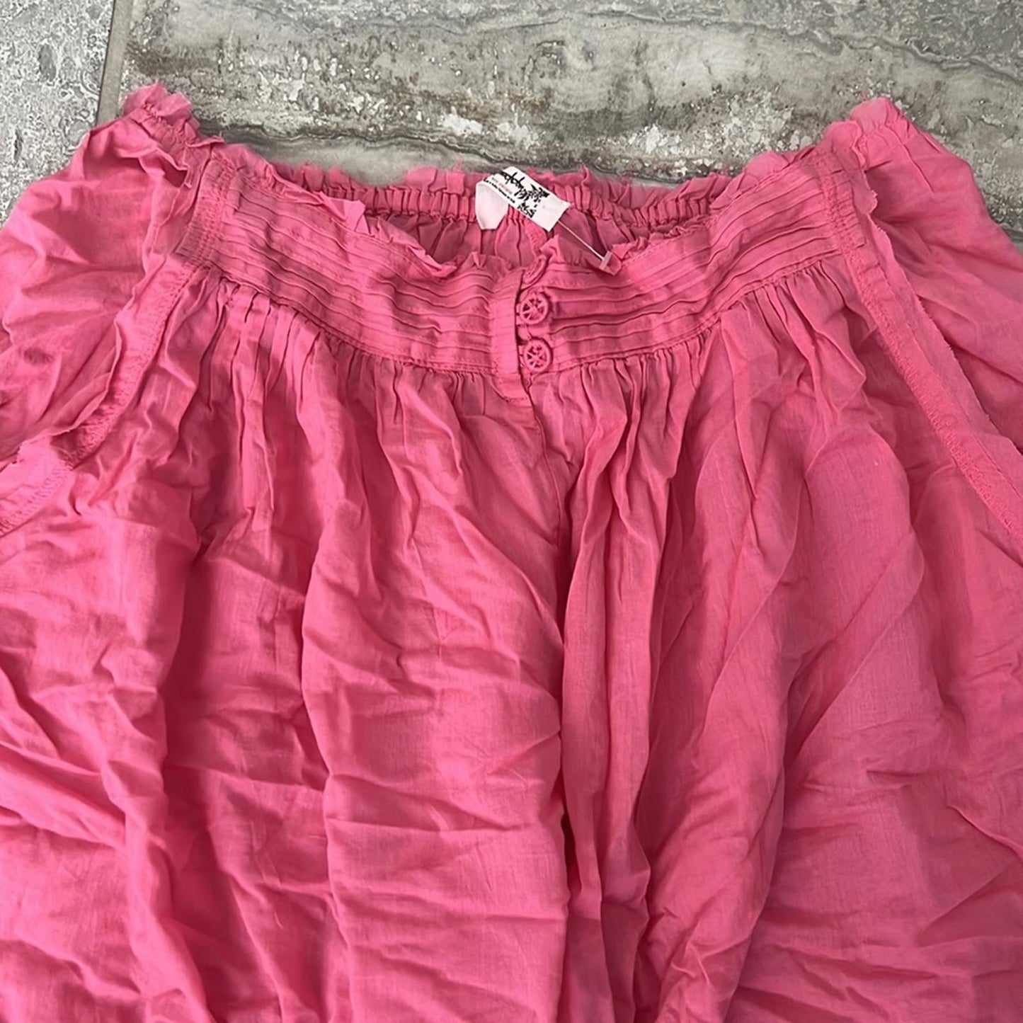 Free People Intimately PINK Cotton Sheer Pants w/Lace Trim, Size M, New w/o Tag