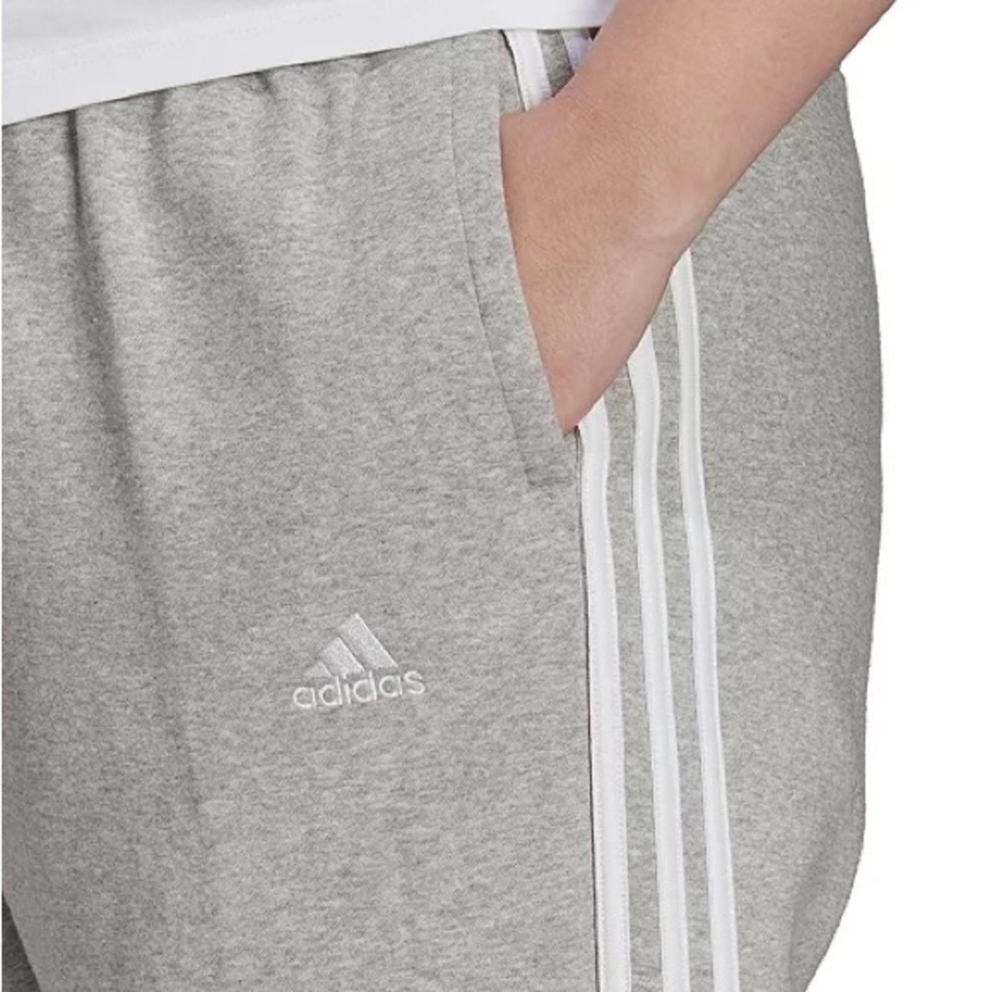 Adidas Essentials Three-Stripes Fleece Joggers, Grey Plus Size 3X New w/Tag