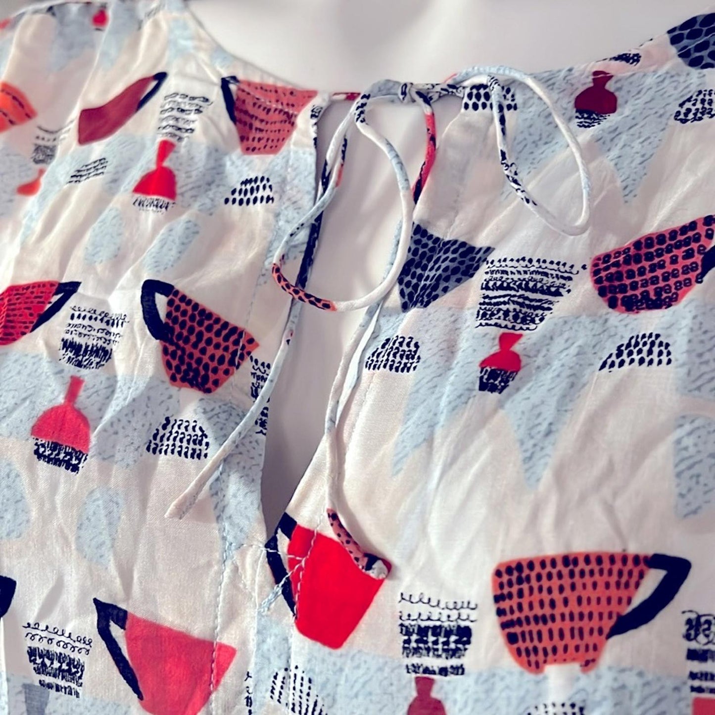 NIC+ZOE Relaxed-fit Perk Up Coffee Cup Print Blouse, Size XL New w/Tag Retail